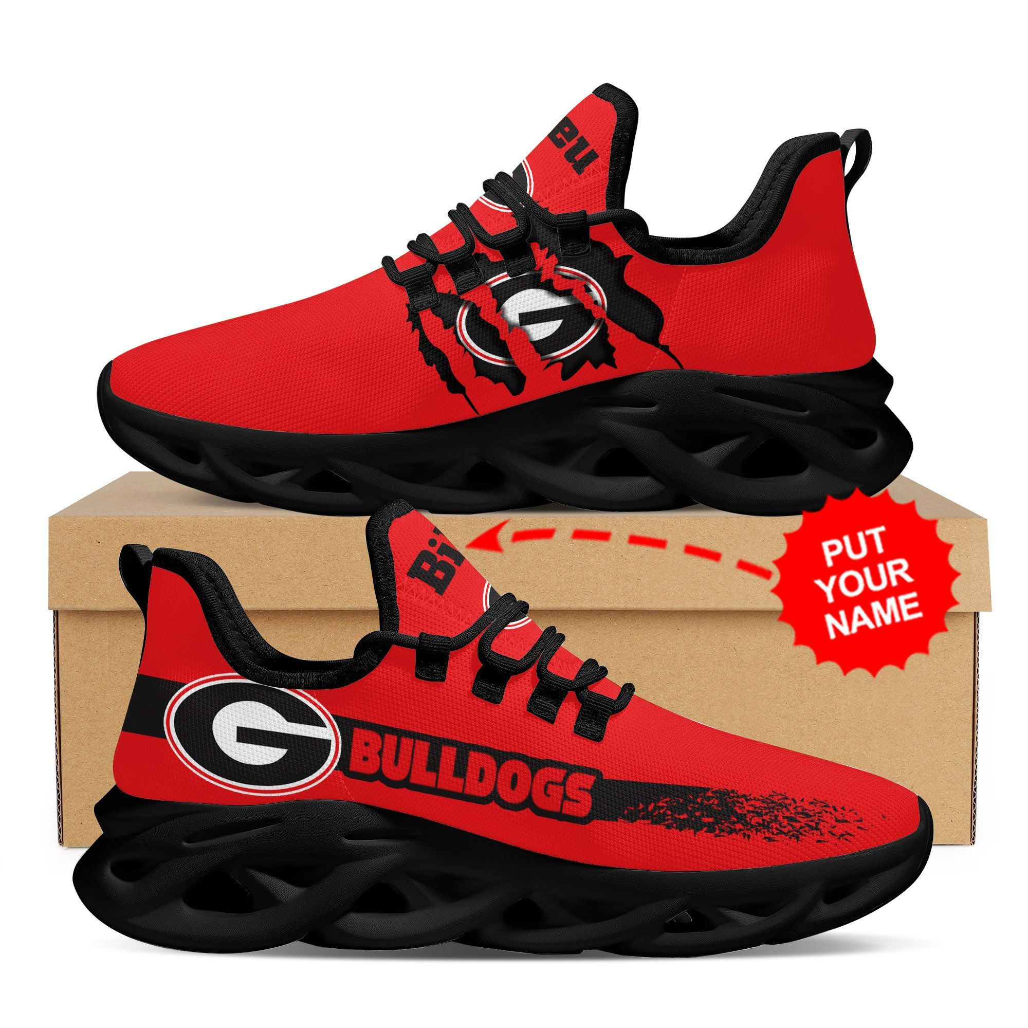 Georgia Bulldogs Custom Personalized Max Soul Sneakers Shoes - Famjoys Georgia Bulldogs Custom Personalized Max Soul Sneakers Shoes - Famjoys