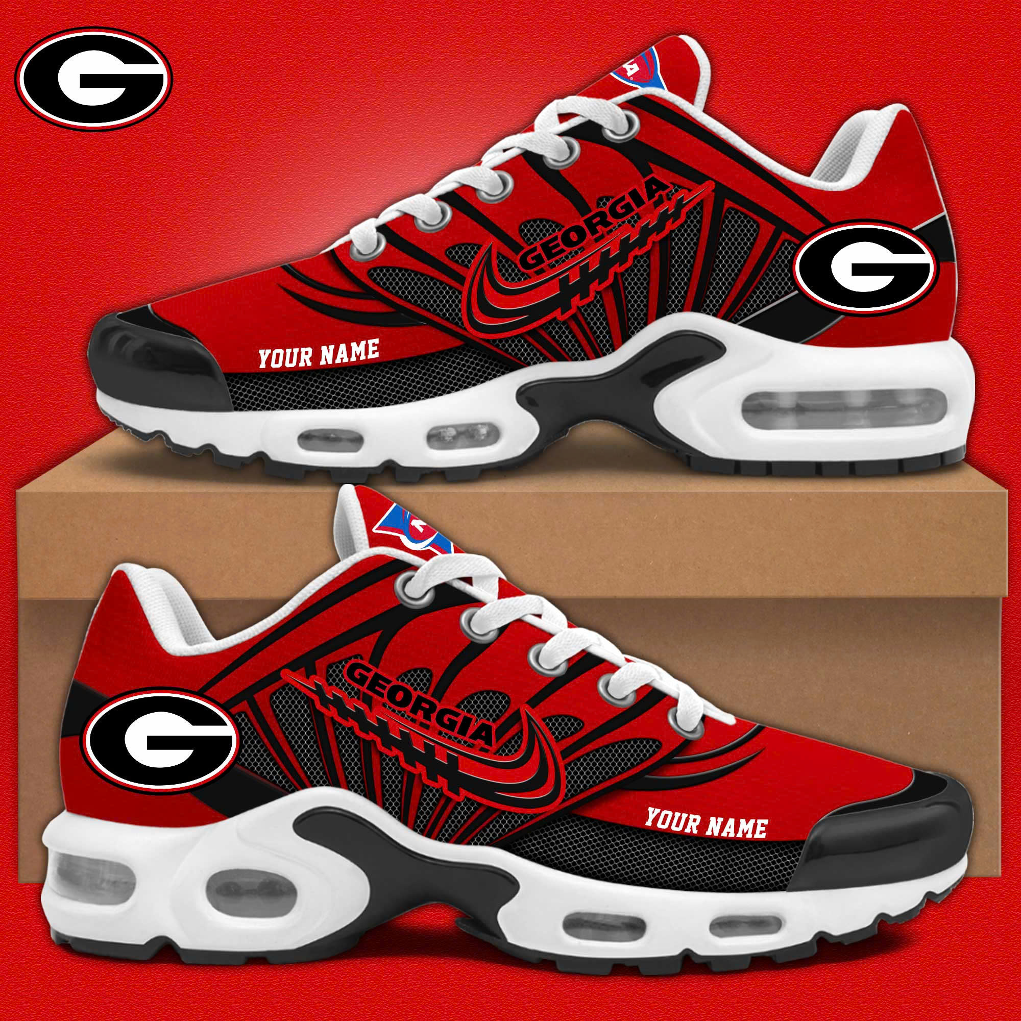 Georgia Bulldogs Football Air Max Plus Sneakers - Famjoys Georgia Bulldogs Football Air Max Plus Sneakers - Famjoys