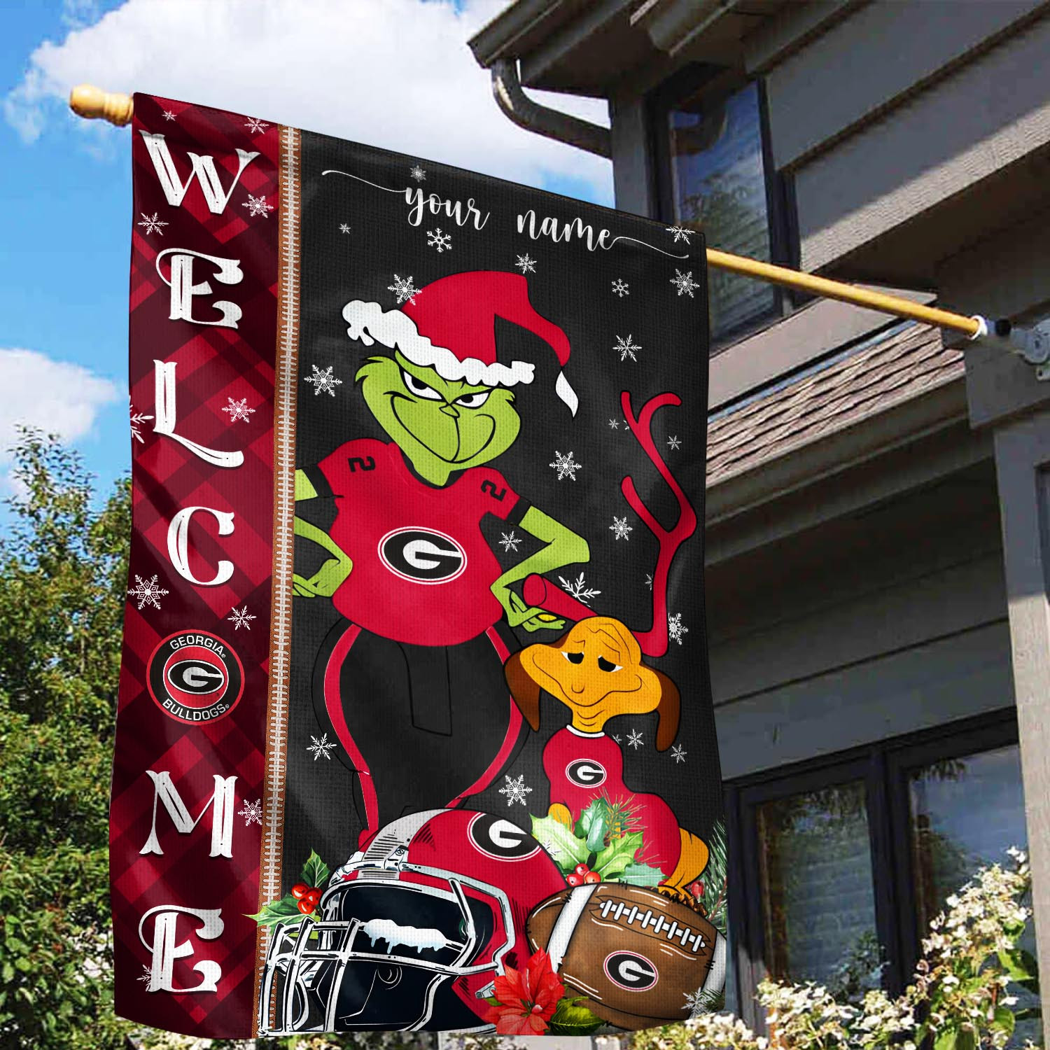 Georgia Bulldogs Grinch Christmas Garden Flag - Famjoys Georgia Bulldogs Grinch Christmas Garden Flag - Famjoys