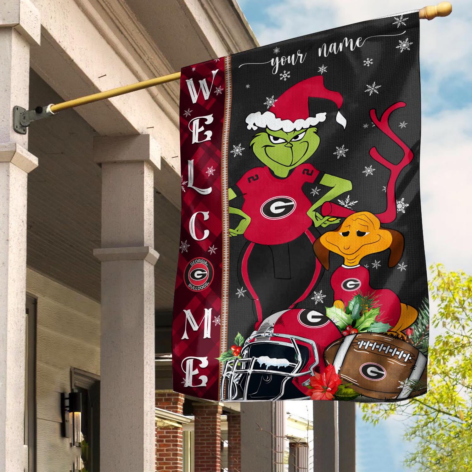 Georgia Bulldogs Grinch Christmas Garden Flag - Famjoys Georgia Bulldogs Grinch Christmas Garden Flag - Famjoys