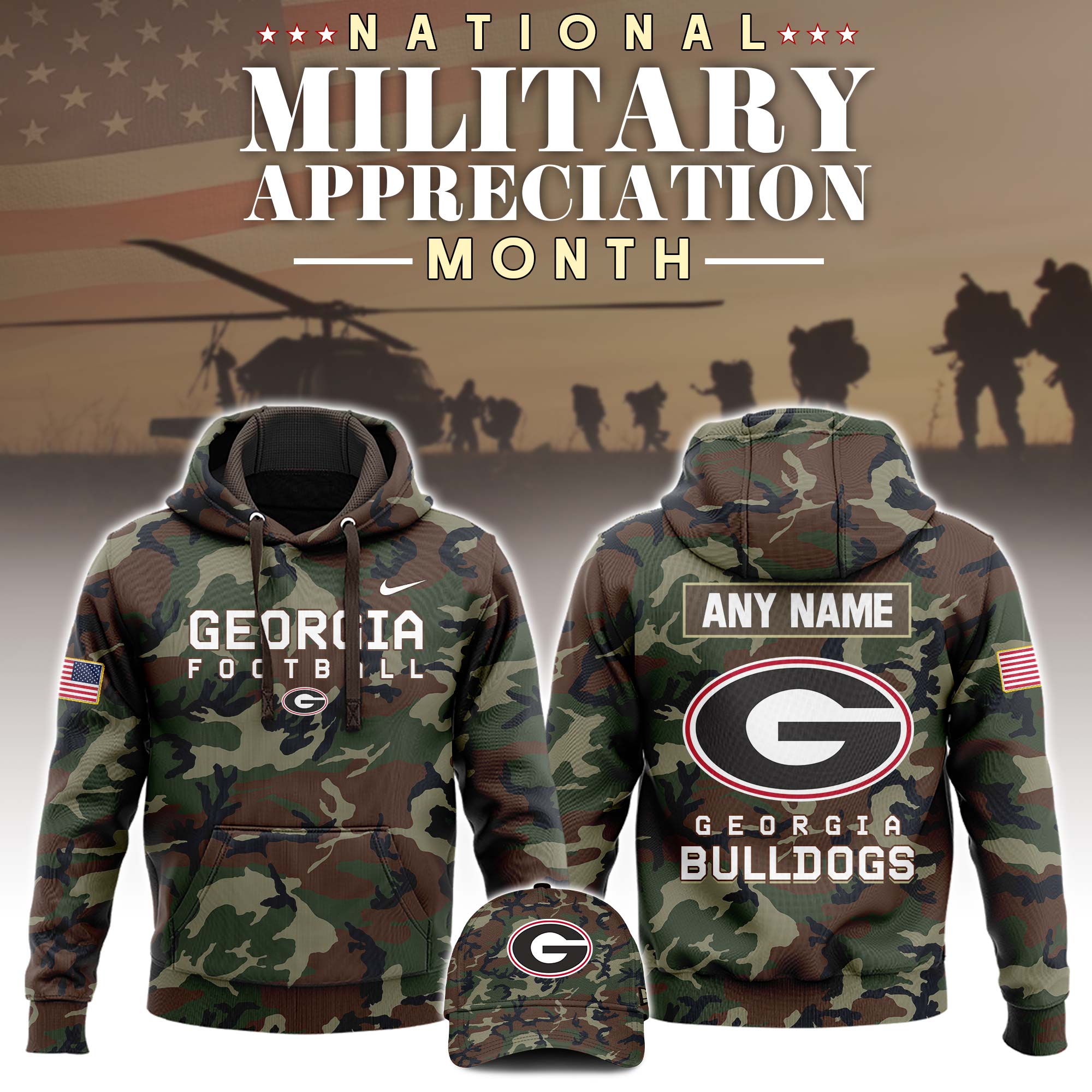 Georgia Bulldogs Military Appreciation Club Hoodie - Famjoys Georgia Bulldogs Military Appreciation Club Hoodie - Famjoys