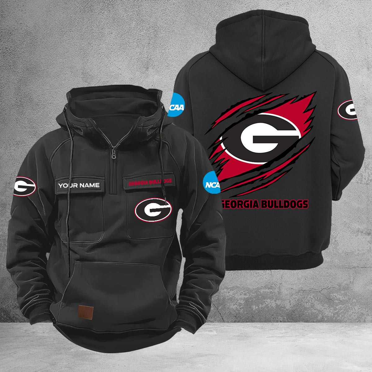 Georgia Bulldogs Multi-Pockets Zip-Up Hoodie - Famjoys Georgia Bulldogs Multi-Pockets Zip-Up Hoodie - Famjoys