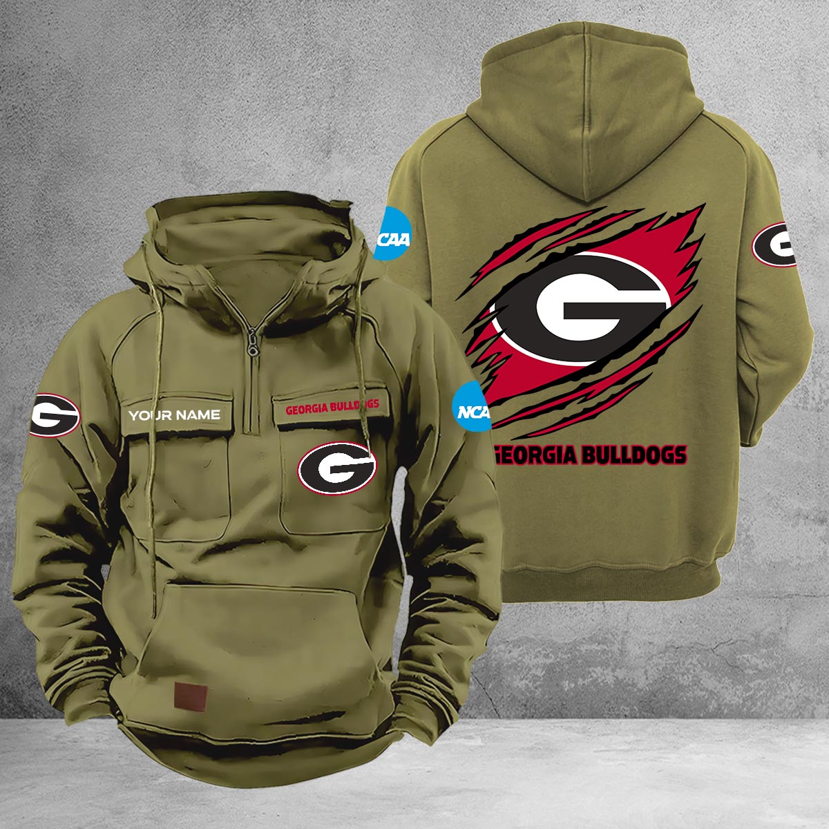 Georgia Bulldogs Multi-Pockets Zip-Up Hoodie - Famjoys Georgia Bulldogs Multi-Pockets Zip-Up Hoodie - Famjoys