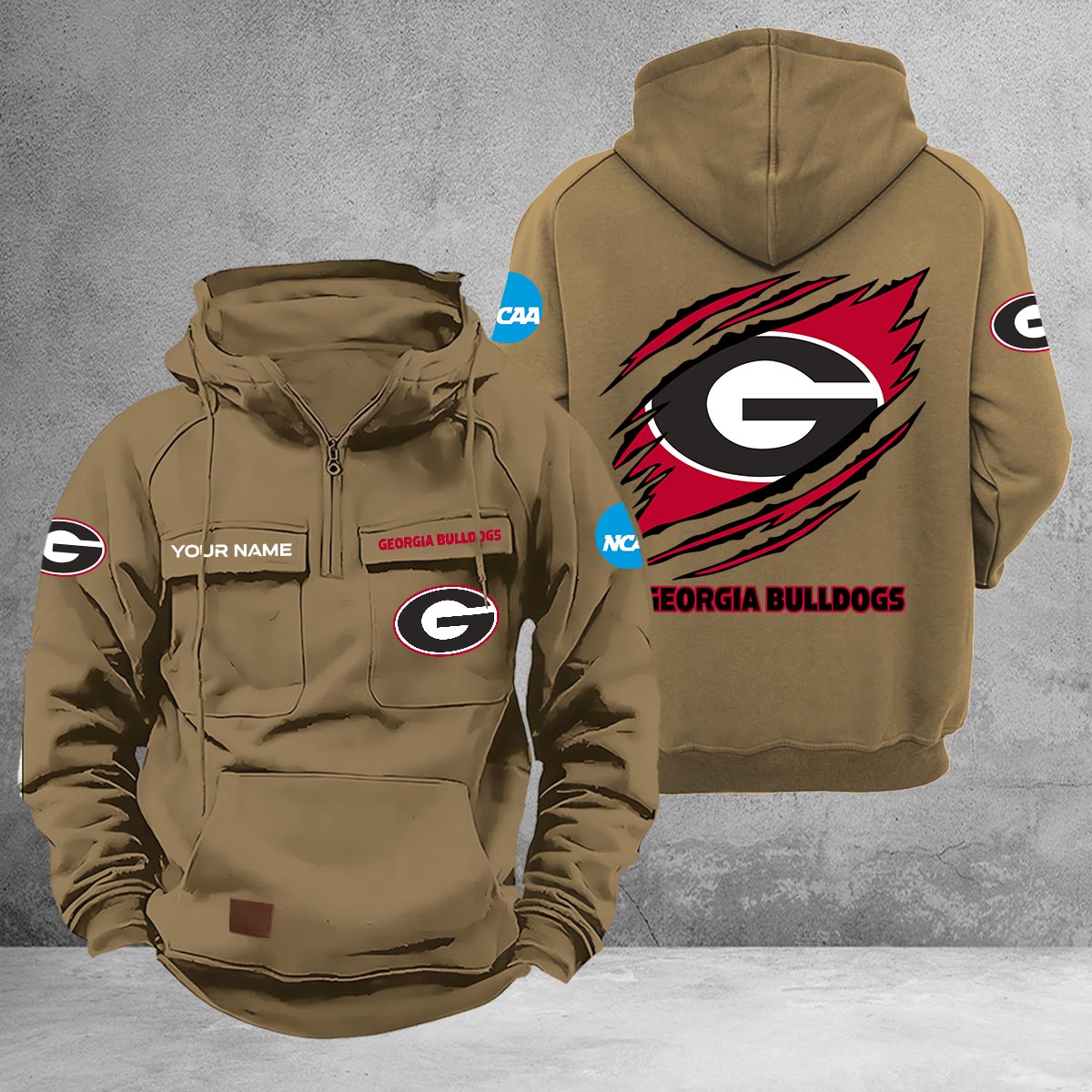 Georgia Bulldogs Multi-Pockets Zip-Up Hoodie - Famjoys Georgia Bulldogs Multi-Pockets Zip-Up Hoodie - Famjoys