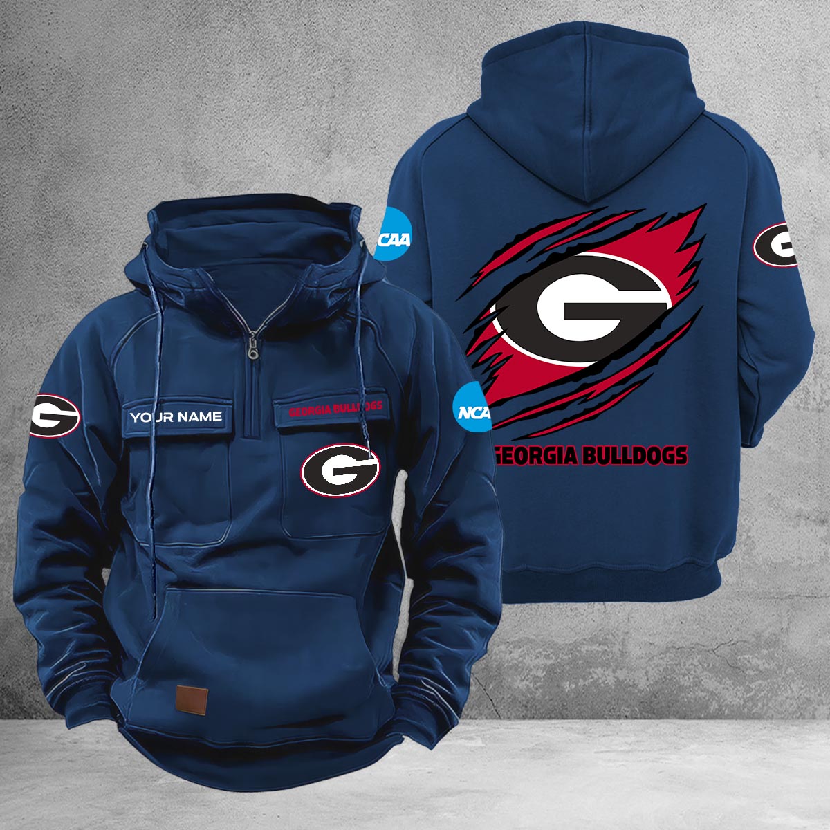 Georgia Bulldogs Multi-Pockets Zip-Up Hoodie - Famjoys Georgia Bulldogs Multi-Pockets Zip-Up Hoodie - Famjoys
