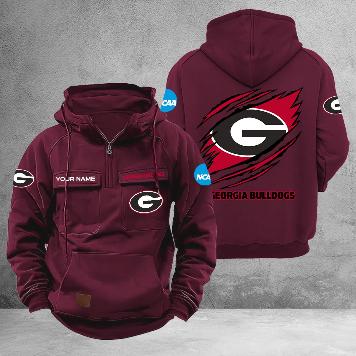 Georgia Bulldogs Multi-Pockets Zip-Up Hoodie - Famjoys Georgia Bulldogs Multi-Pockets Zip-Up Hoodie - Famjoys