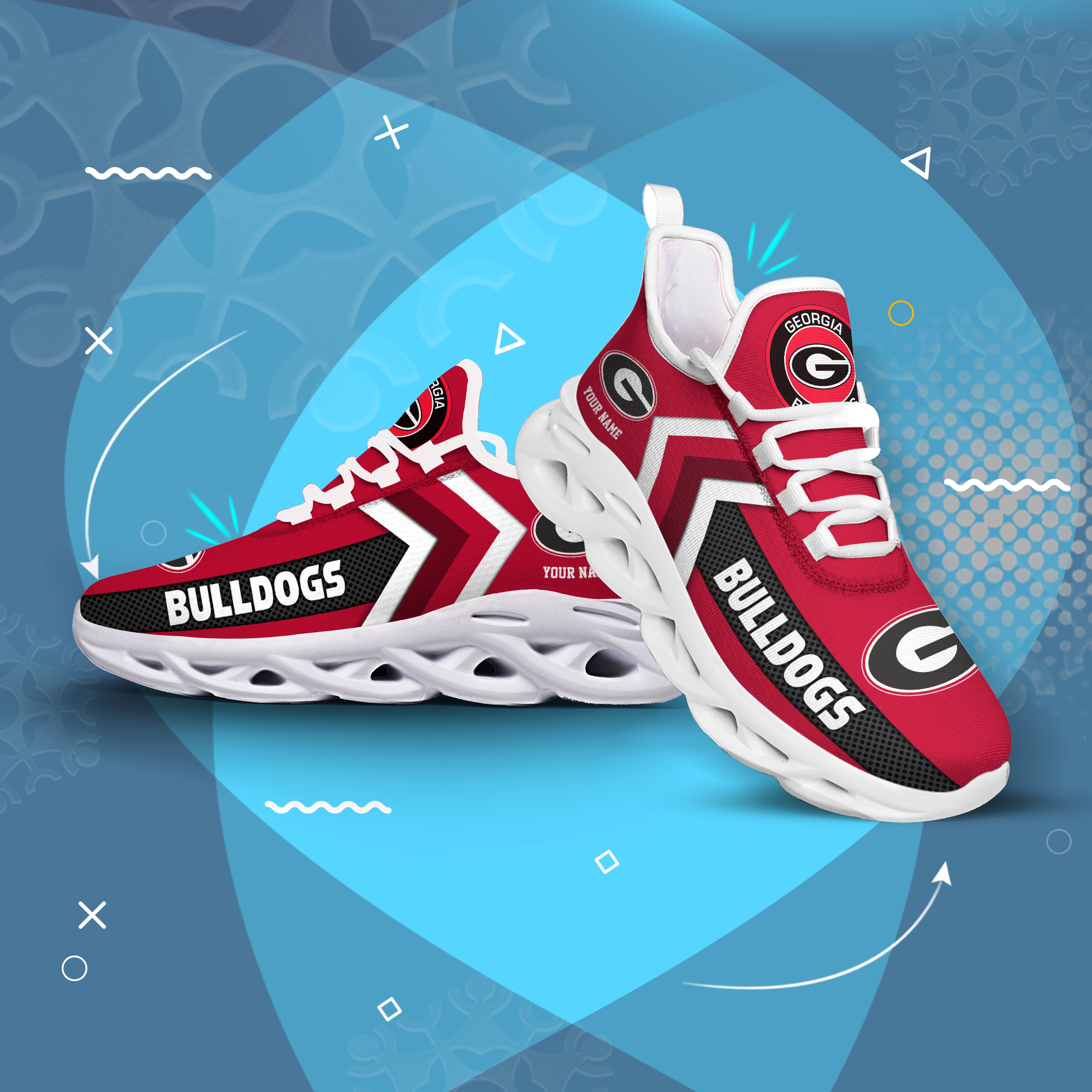 Georgia Bulldogs Personalized Custom Name Max Soul Shoes DS003 - Famjoys Georgia Bulldogs Personalized Custom Name Max Soul Shoes DS003 - Famjoys