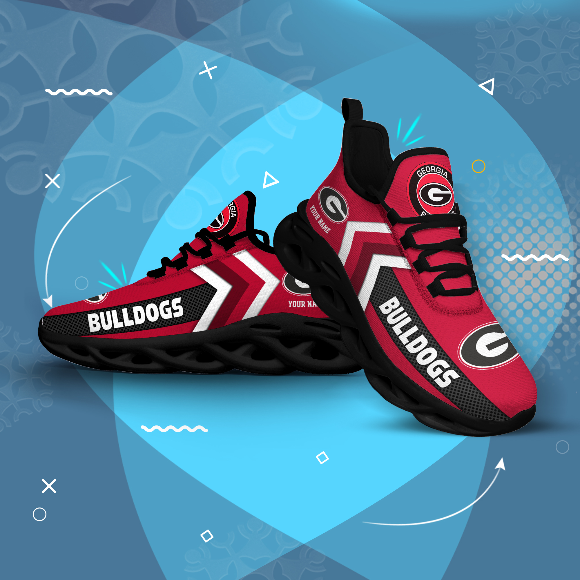 Georgia Bulldogs Personalized Custom Name Max Soul Shoes DS003 - Famjoys Georgia Bulldogs Personalized Custom Name Max Soul Shoes DS003 - Famjoys