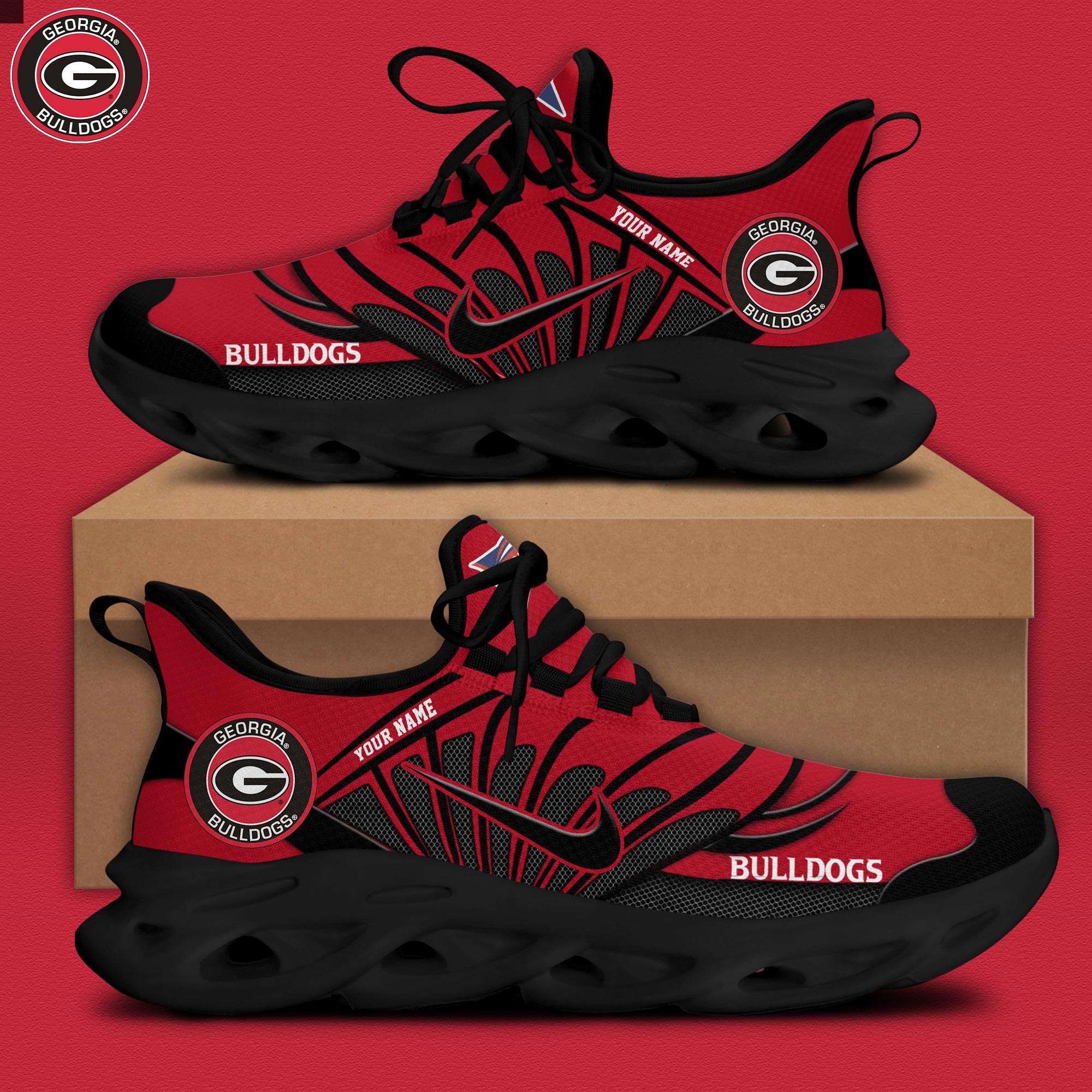 Georgia Bulldogs Personalized Max Soul Shoes - Famjoys Georgia Bulldogs Personalized Max Soul Shoes - Famjoys