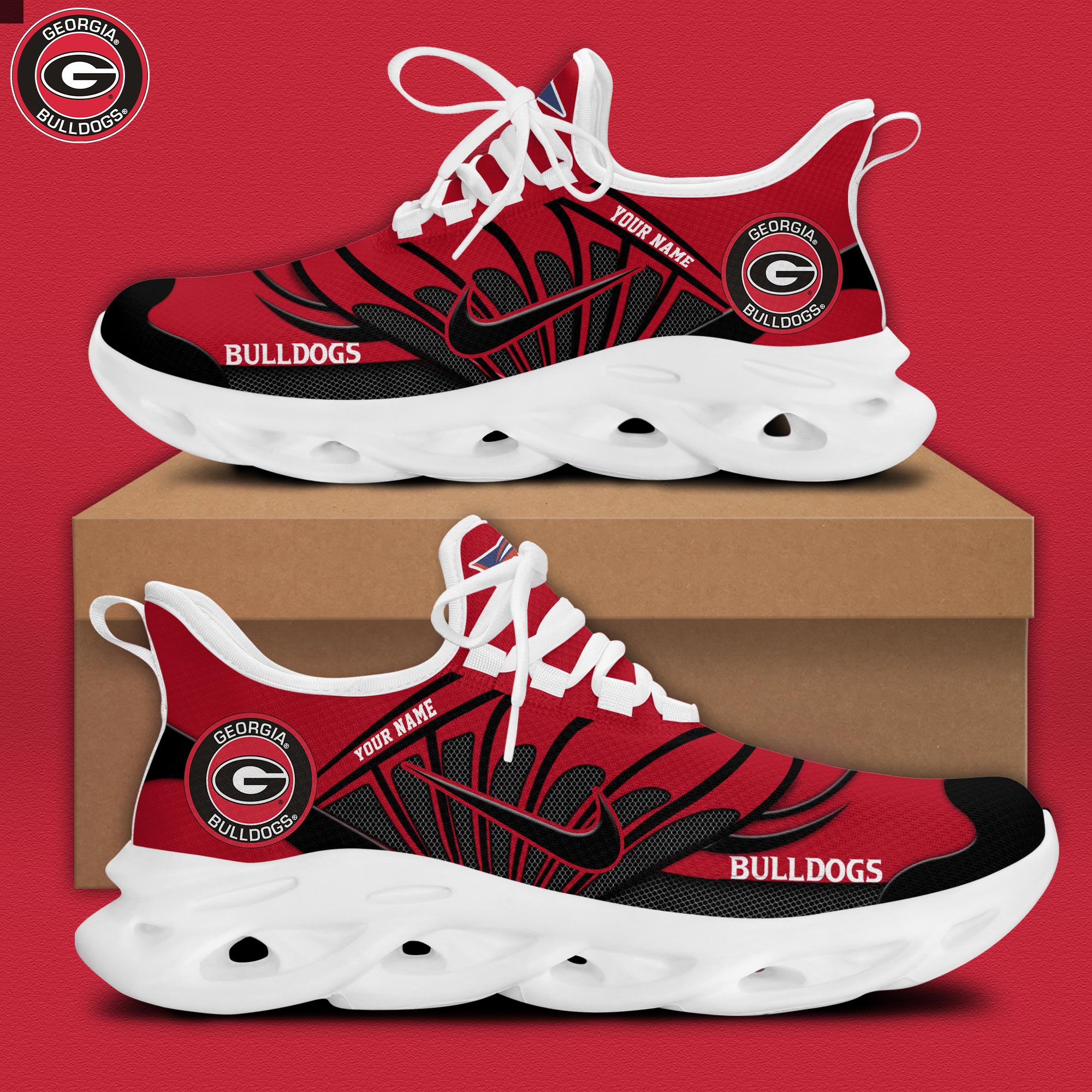 Georgia Bulldogs Personalized Max Soul Shoes - Famjoys Georgia Bulldogs Personalized Max Soul Shoes - Famjoys