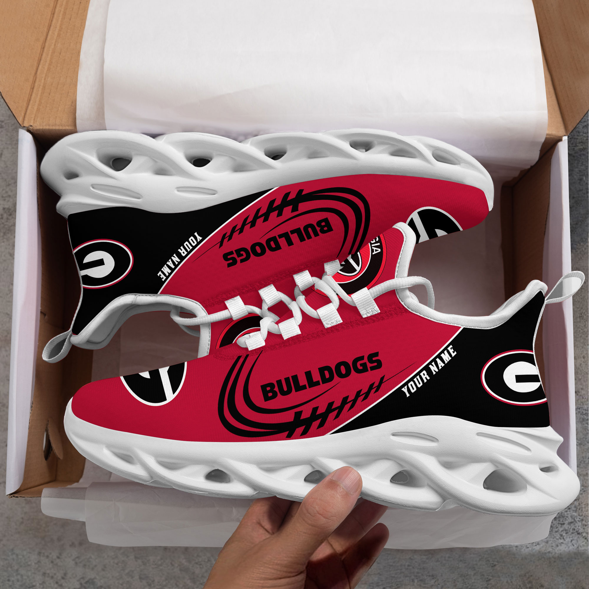 Georgia Bulldogs PERSONALIZED MAX SOUL SHOES T1 - Famjoys Georgia Bulldogs PERSONALIZED MAX SOUL SHOES T1 - Famjoys