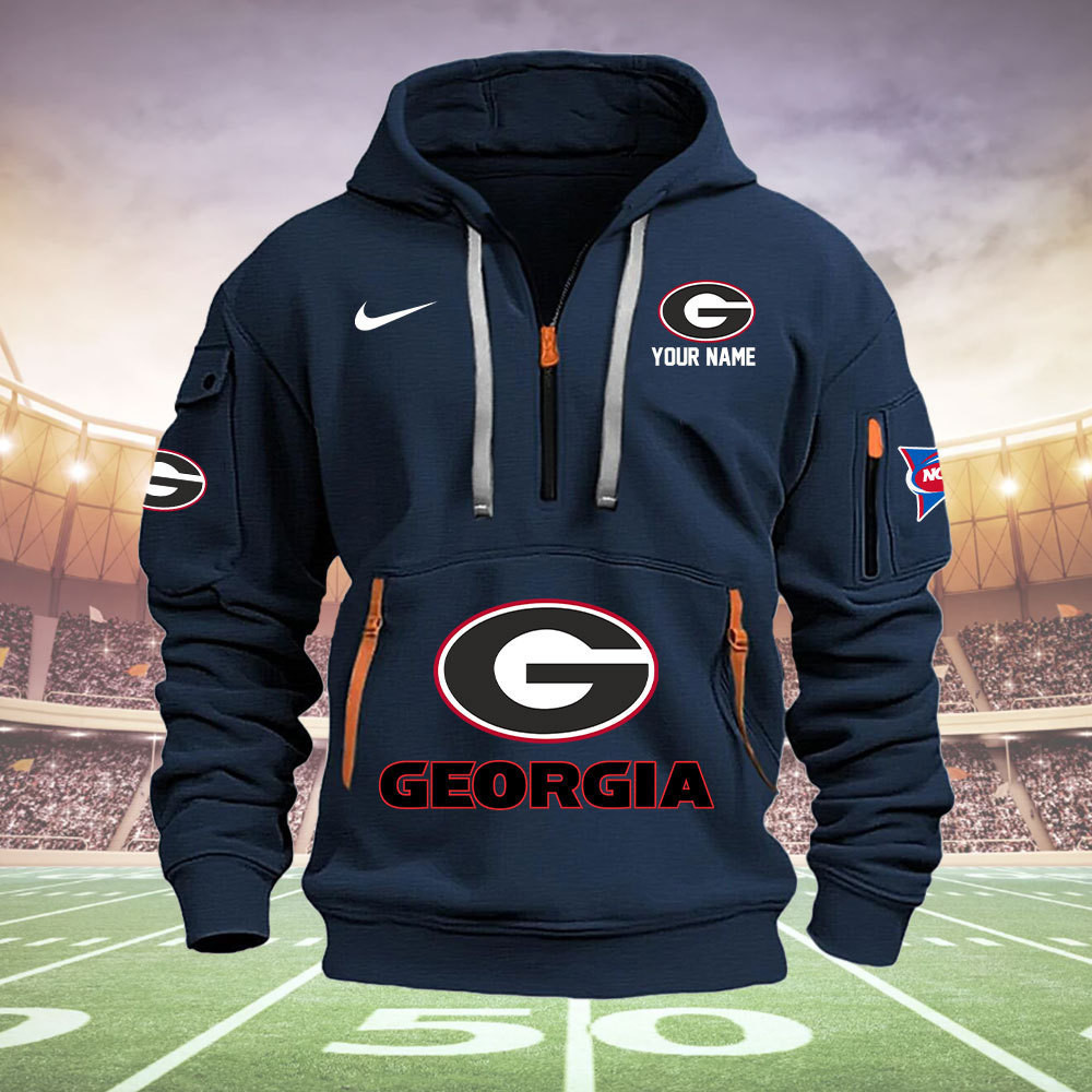 Georgia Bulldogs Quarter Zip Hoodie - Famjoys Georgia Bulldogs Quarter Zip Hoodie - Famjoys