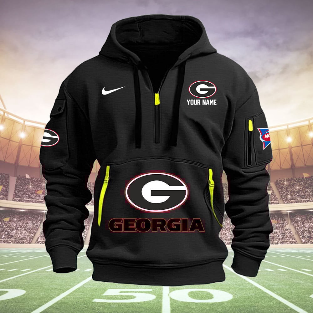 Georgia Bulldogs Quarter Zip Hoodie - Famjoys Georgia Bulldogs Quarter Zip Hoodie - Famjoys
