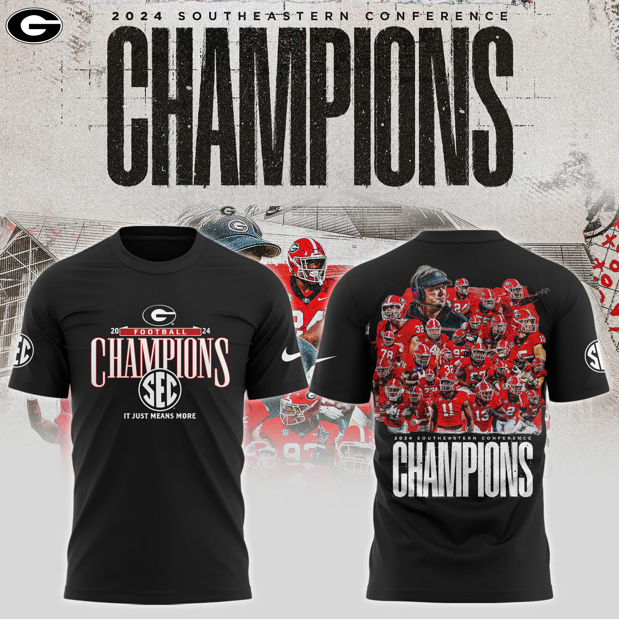 Georgia Bulldogs SEC Football Conference Champions TShirt - Famjoys Georgia Bulldogs SEC Football Conference Champions TShirt - Famjoys
