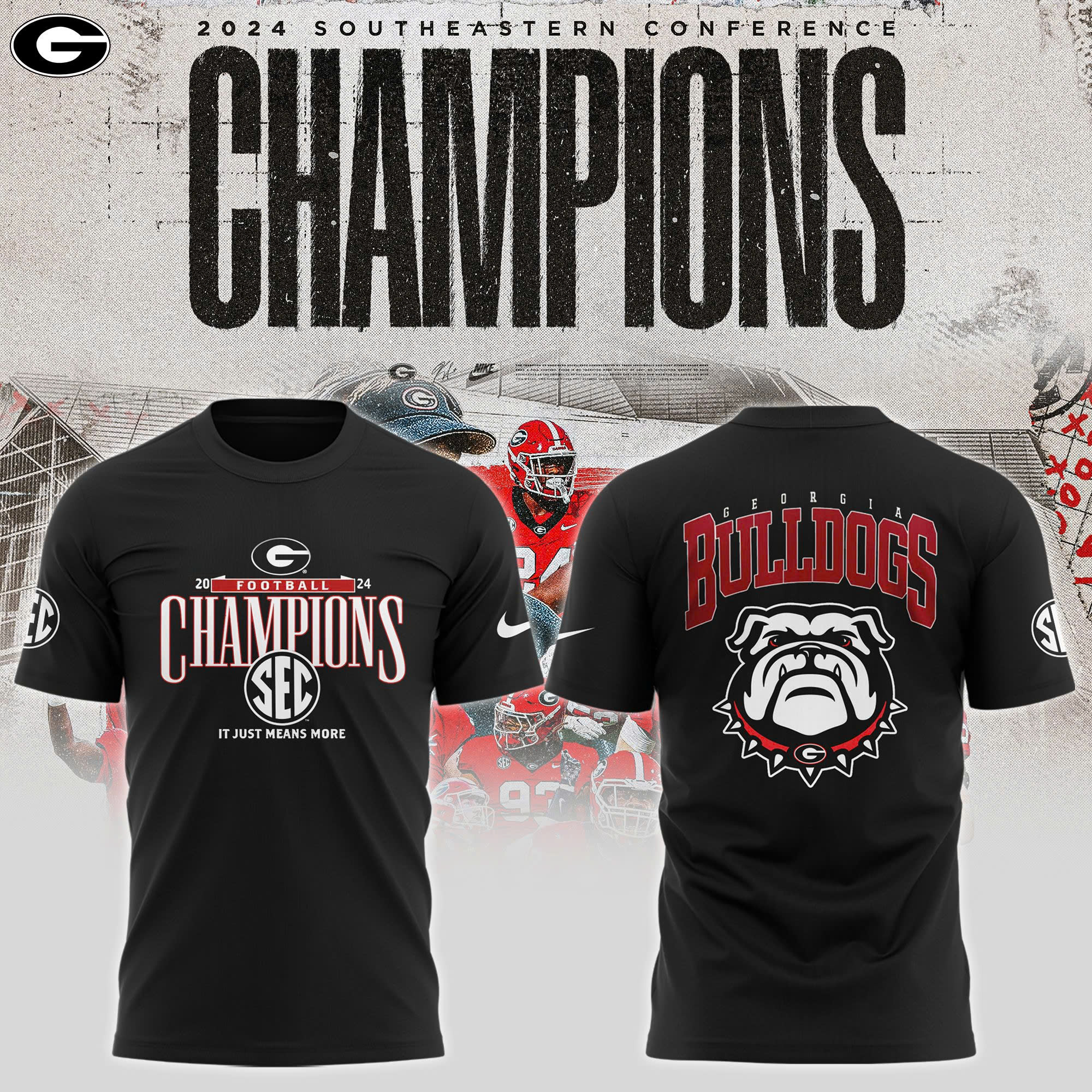 Georgia Bulldogs SEC Football Conference Champions TShirt - Famjoys Georgia Bulldogs SEC Football Conference Champions TShirt - Famjoys