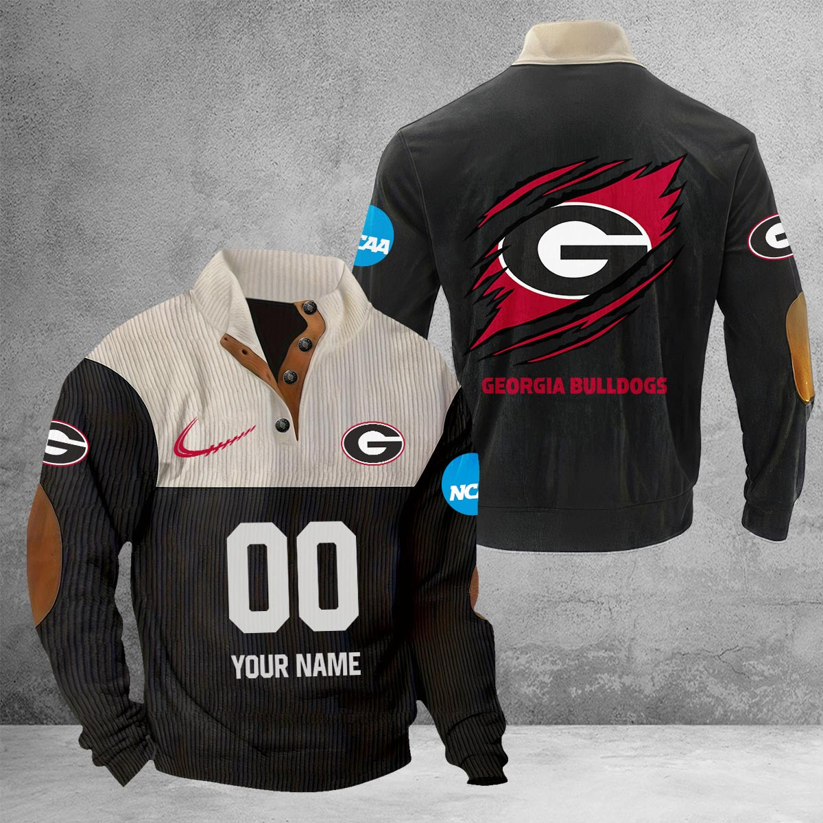 Georgia Bulldogs Sport Buttoned Collar SweatShirt - Famjoys Georgia Bulldogs Sport Buttoned Collar SweatShirt - Famjoys