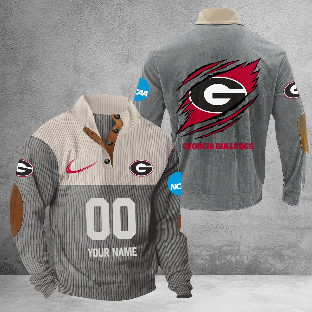 Georgia Bulldogs Sport Buttoned Collar SweatShirt - Famjoys Georgia Bulldogs Sport Buttoned Collar SweatShirt - Famjoys