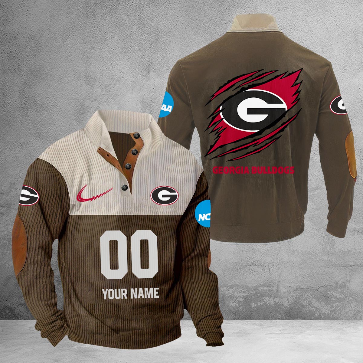 Georgia Bulldogs Sport Buttoned Collar SweatShirt - Famjoys Georgia Bulldogs Sport Buttoned Collar SweatShirt - Famjoys