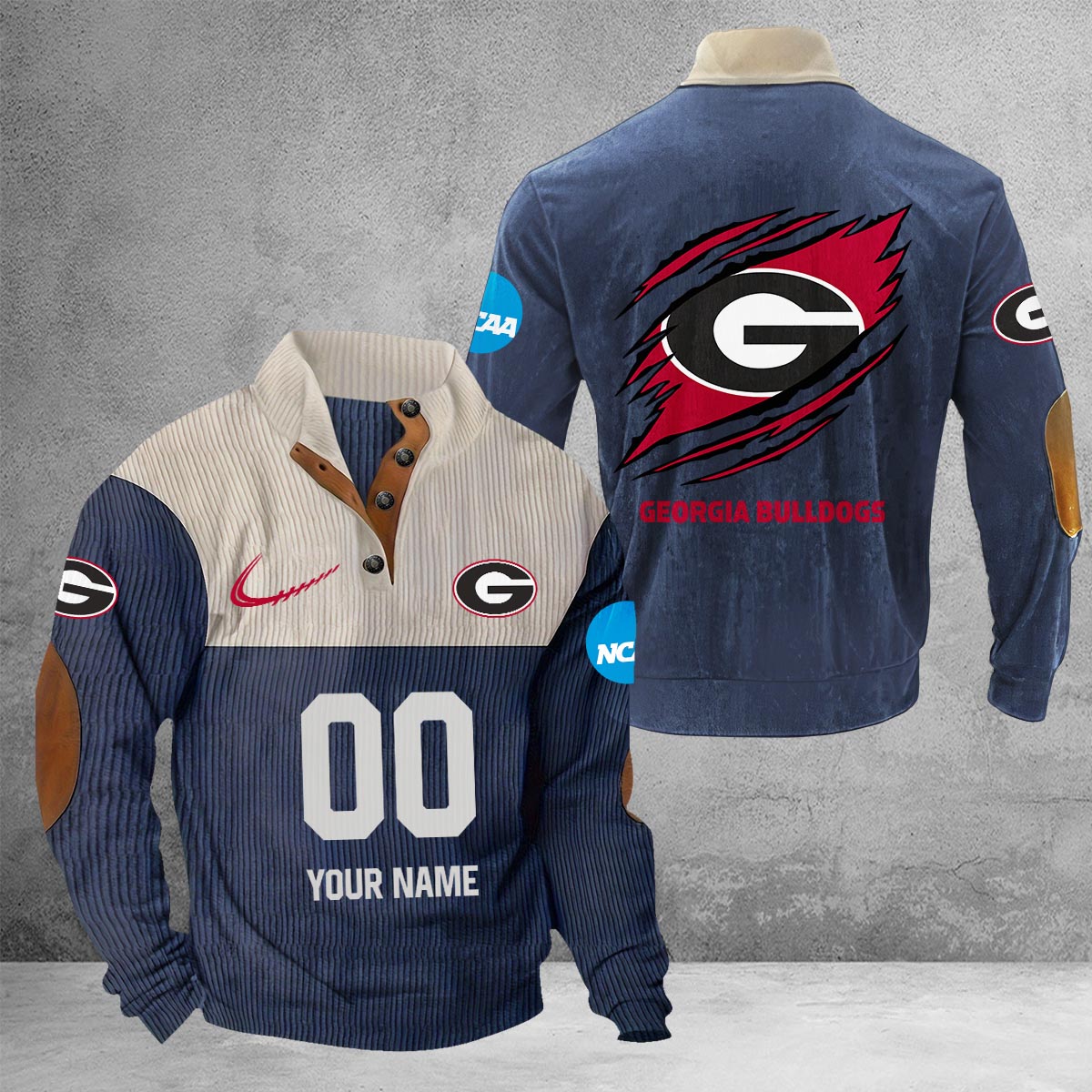 Georgia Bulldogs Sport Buttoned Collar SweatShirt - Famjoys Georgia Bulldogs Sport Buttoned Collar SweatShirt - Famjoys