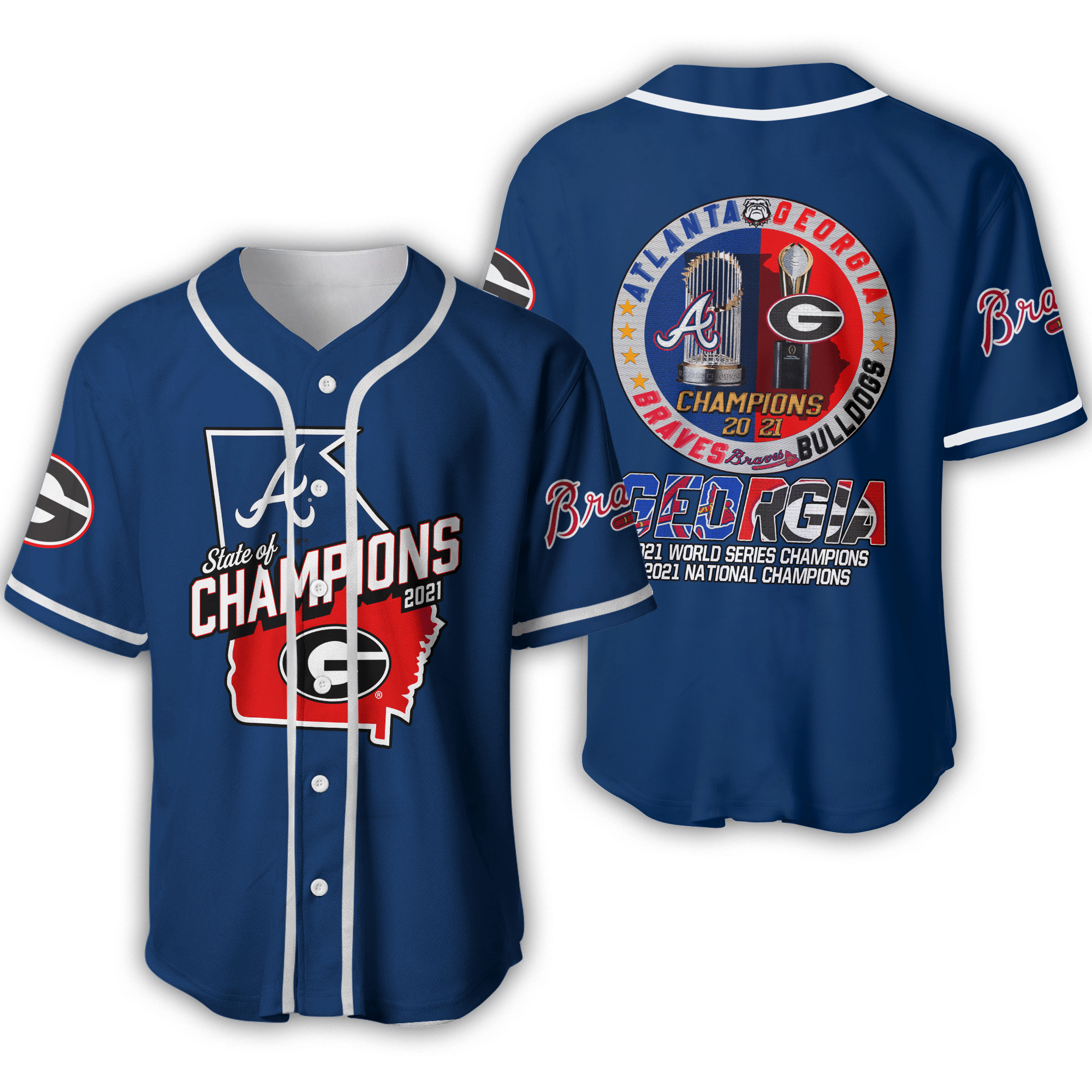 Georgia Bulldogs X Atlanta Braves 2021 State Of Champions Jersey - Famjoys Georgia Bulldogs X Atlanta Braves 2021 State Of Champions Jersey - Famjoys