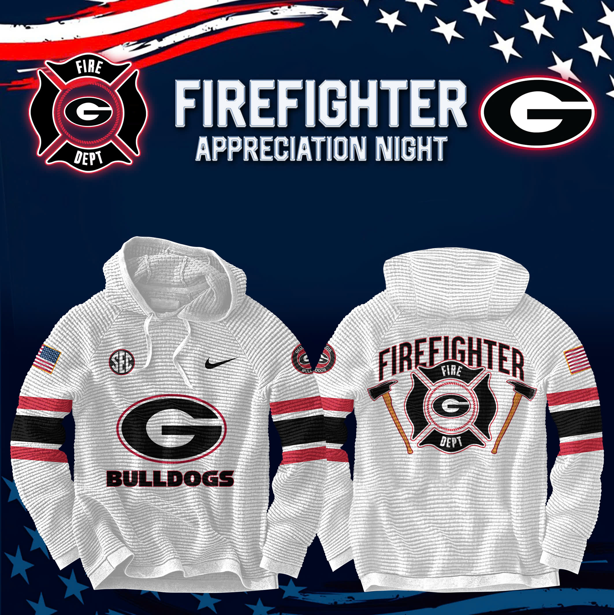 Georgia Bulldogs x Firefighter Appreciation Night Premium Hoodie - Famjoys Georgia Bulldogs x Firefighter Appreciation Night Premium Hoodie - Famjoys