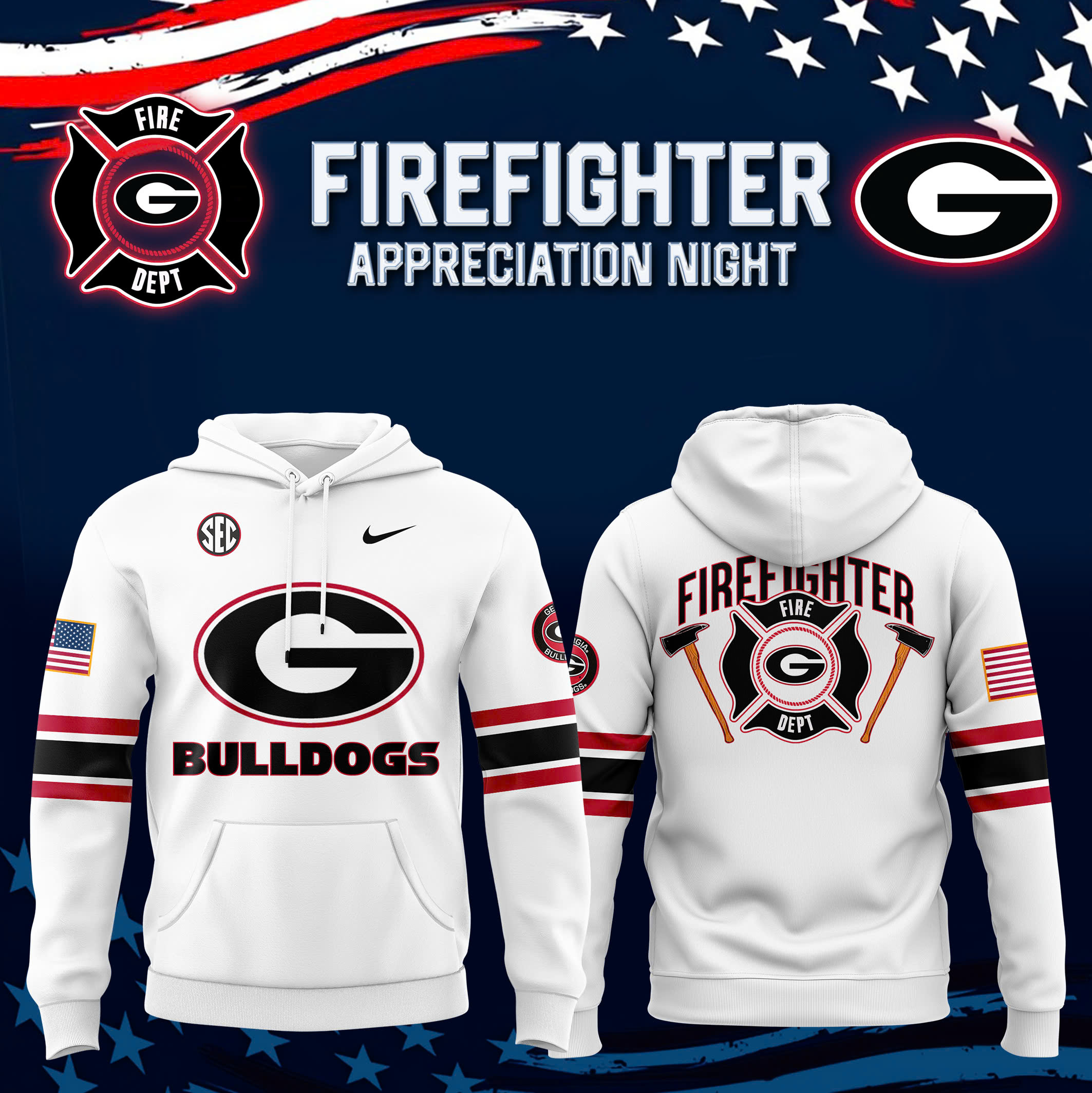 Georgia Bulldogs x Firefighter Appreciation Night Premium Hoodie - Famjoys Georgia Bulldogs x Firefighter Appreciation Night Premium Hoodie - Famjoys