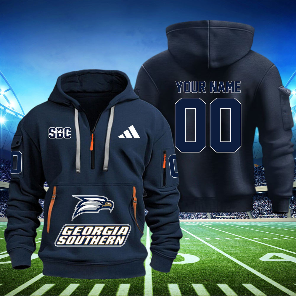 Georgia Southern Eagles Football Quarter Zip Hoodie - Famjoys Georgia Southern Eagles Football Quarter Zip Hoodie - Famjoys