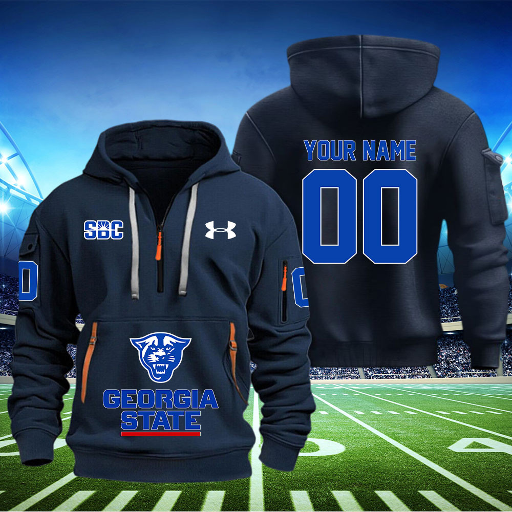 Georgia State Panthers Football Quarter Zip Hoodie - Famjoys Georgia State Panthers Football Quarter Zip Hoodie - Famjoys