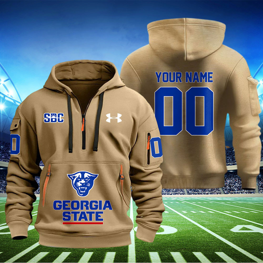 Georgia State Panthers Football Quarter Zip Hoodie - Famjoys Georgia State Panthers Football Quarter Zip Hoodie - Famjoys
