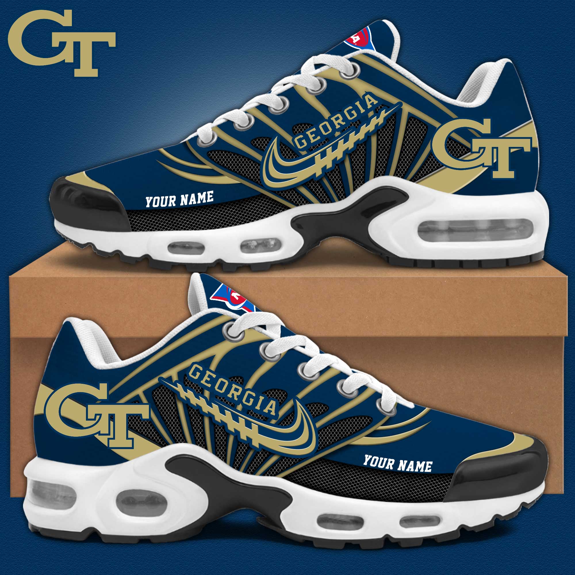 Georgia Tech Football Personalized Air Max Plus Sneakers V1 - Famjoys Georgia Tech Football Personalized Air Max Plus Sneakers V1 - Famjoys
