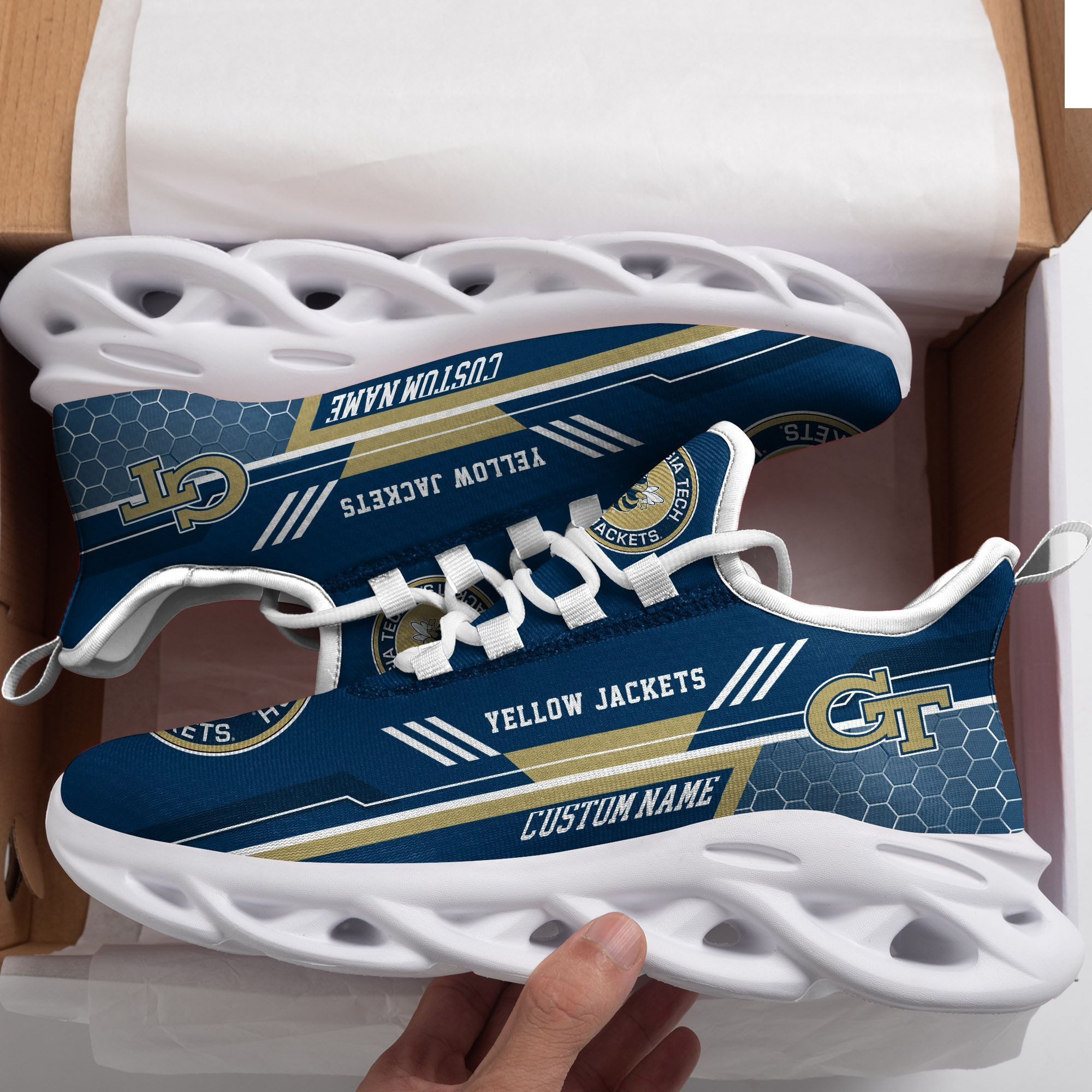 Georgia Tech Yellow Jackets Custom Personalized Max Soul Sneakers Shoes - Famjoys Georgia Tech Yellow Jackets Custom Personalized Max Soul Sneakers Shoes - Famjoys