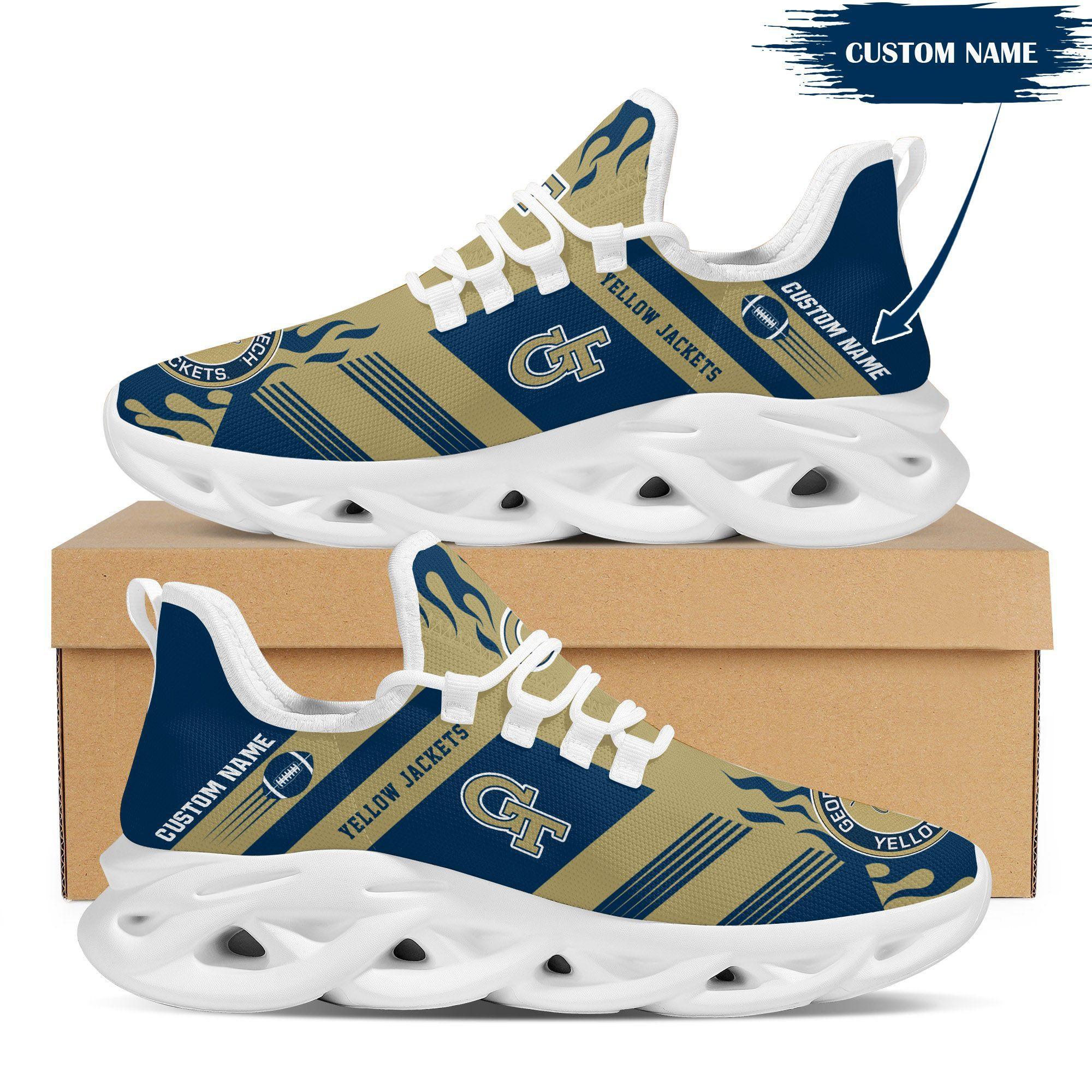 Georgia Tech Yellow Jackets Custom Personalized Max Soul Sneakers Shoes