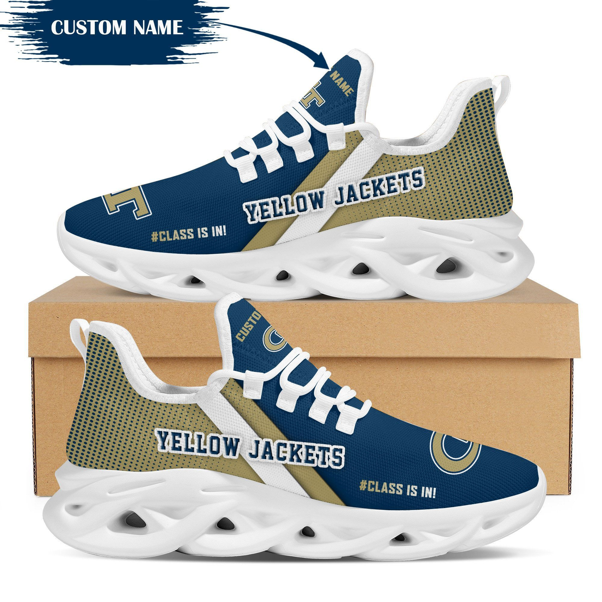 Georgia Tech Yellow Jackets Custom Personalized Max Soul Sneakers Shoes - Famjoys Georgia Tech Yellow Jackets Custom Personalized Max Soul Sneakers Shoes - Famjoys