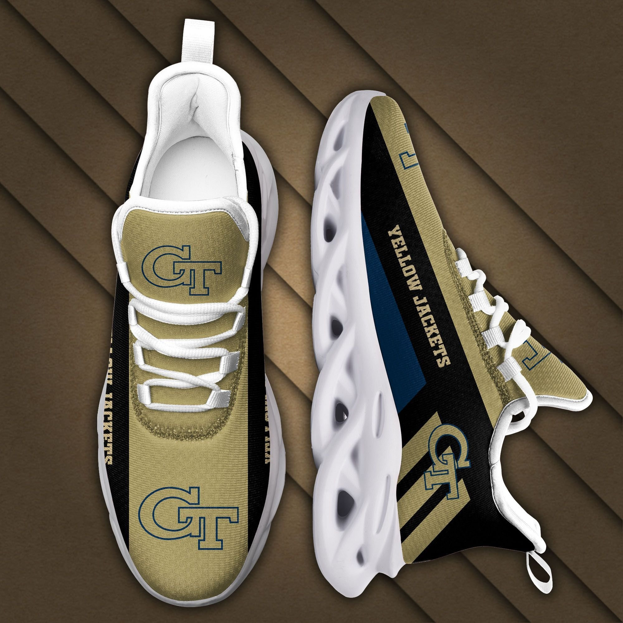 Georgia Tech Yellow Jackets Max Soul Sneakers Shoes - Famjoys Georgia Tech Yellow Jackets Max Soul Sneakers Shoes - Famjoys