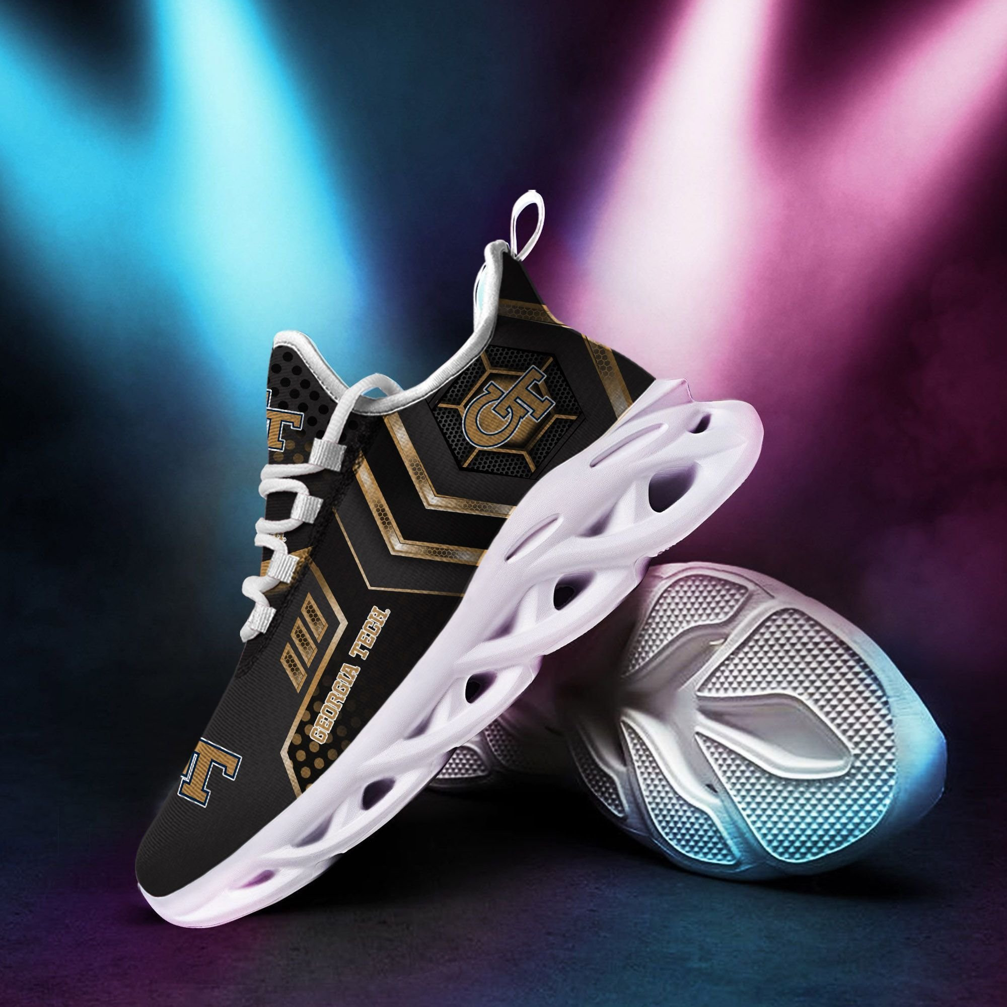 Georgia Tech Yellow Jackets Max Soul Sneakers Shoes - Famjoys Georgia Tech Yellow Jackets Max Soul Sneakers Shoes - Famjoys