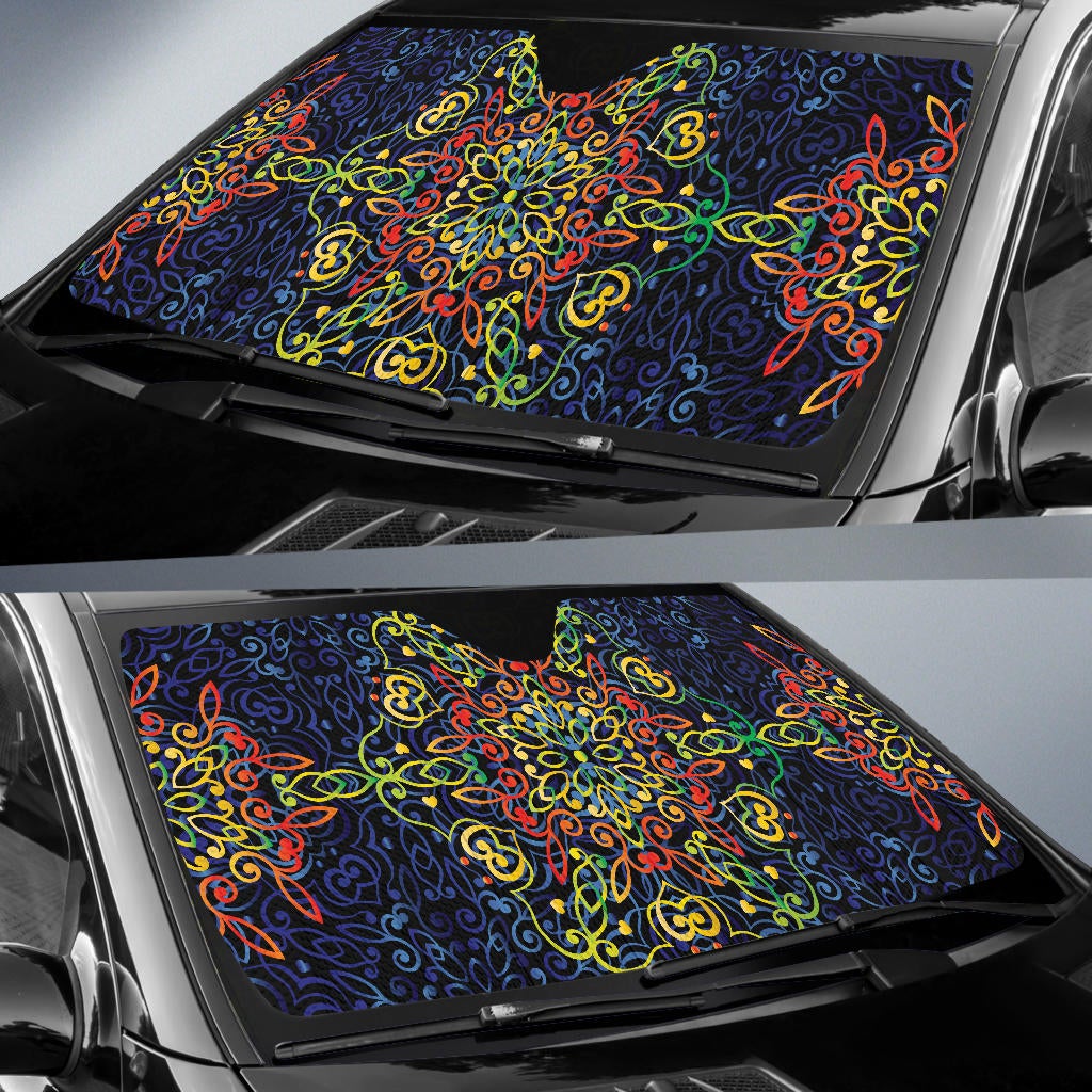 Glowing Rasta Mandala Auto Sun Shades - Famjoys Glowing Rasta Mandala Auto Sun Shades - Famjoys