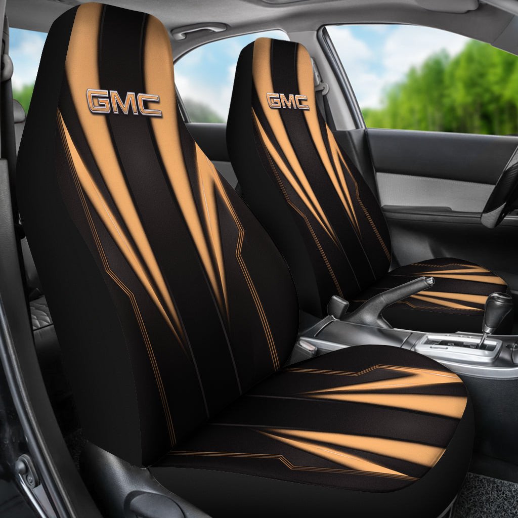GMC Beige Logo Car Seat Covers Metal Abstract Ph220913-016 - Famjoys GMC Beige Logo Car Seat Covers Metal Abstract Ph220913-016 - Famjoys