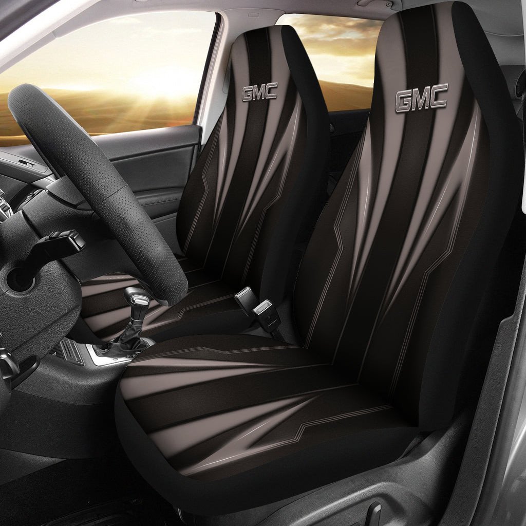 GMC Black Logo Car Seat Covers Metal Abstract Ph220913-011 - Famjoys GMC Black Logo Car Seat Covers Metal Abstract Ph220913-011 - Famjoys