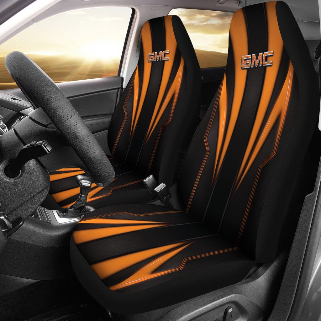 GMC Orange Logo Car Seat Covers Metal Abstract Ph220913-012 - Famjoys GMC Orange Logo Car Seat Covers Metal Abstract Ph220913-012 - Famjoys