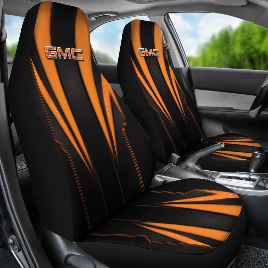 GMC Orange Logo Car Seat Covers Metal Abstract Ph220913-012 - Famjoys GMC Orange Logo Car Seat Covers Metal Abstract Ph220913-012 - Famjoys