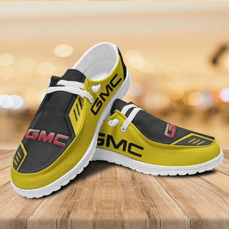 GMC Personalized Hey Dude Sports Shoes Custom Name Design Perfect Gift For Fans - Famjoys GMC Personalized Hey Dude Sports Shoes Custom Name Design Perfect Gift For Fans - Famjoys