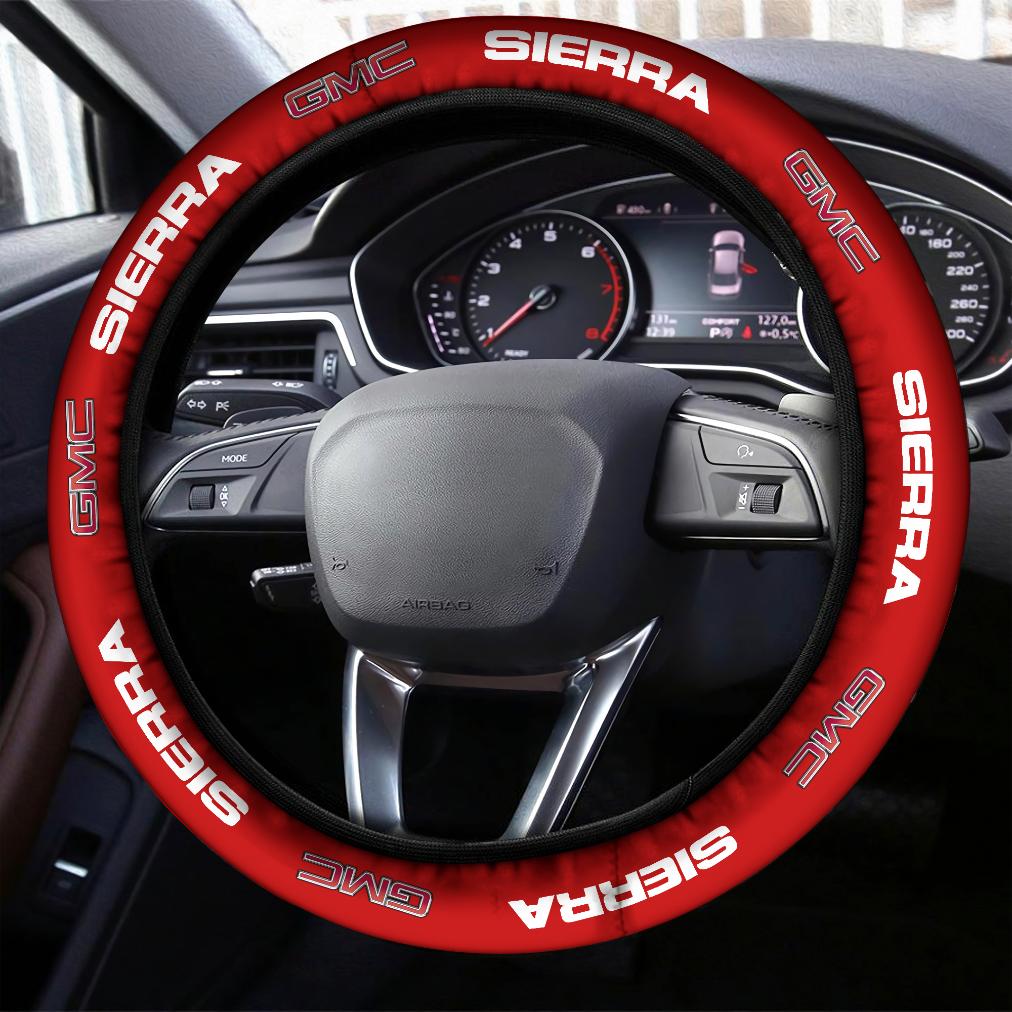GMC SIERRA Steering Wheel Cover Red - Famjoys GMC SIERRA Steering Wheel Cover Red - Famjoys