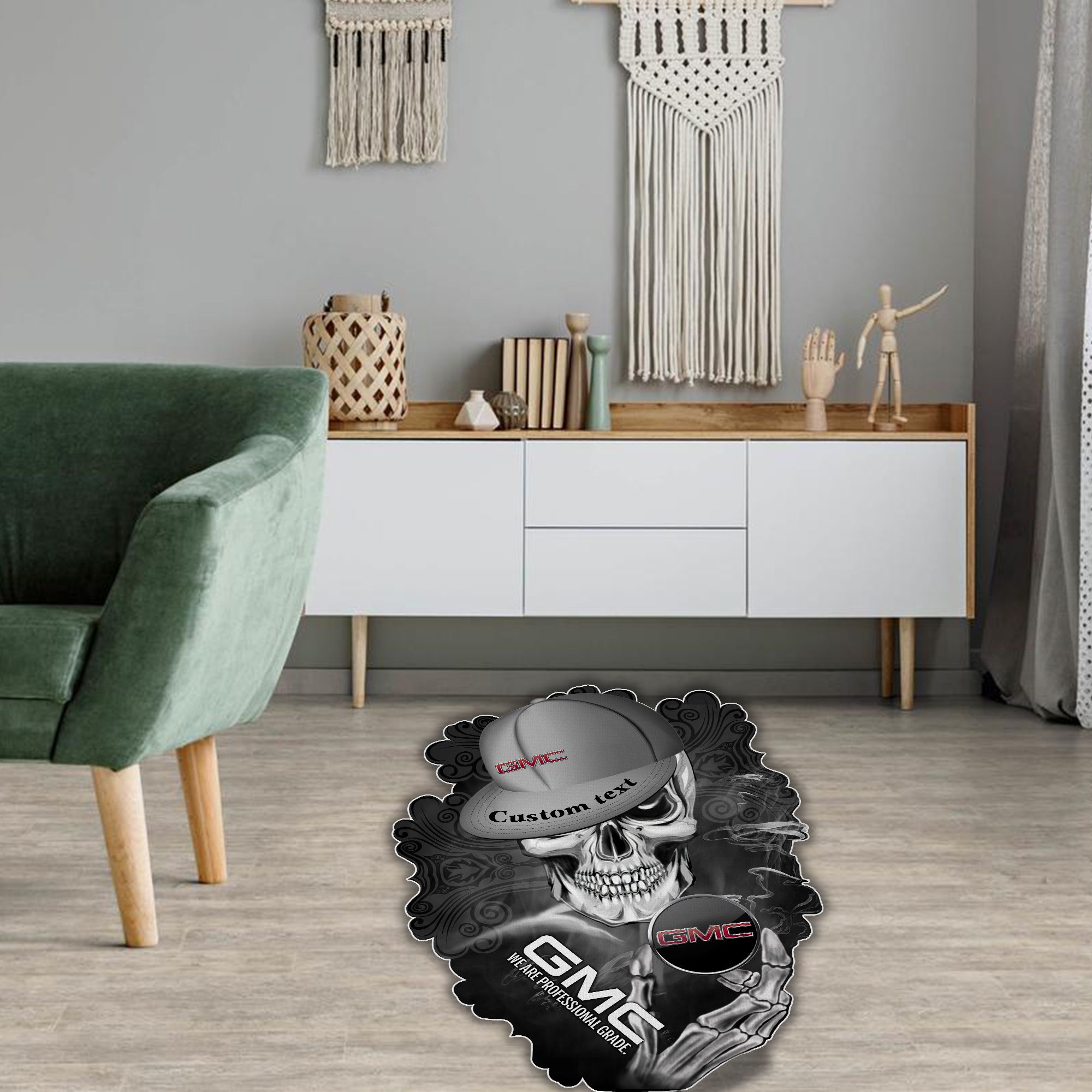 GMC Skull Shaped Luxurious Doormat, Rug Home Decor, Custom name - Famjoys GMC Skull Shaped Luxurious Doormat, Rug Home Decor, Custom name - Famjoys