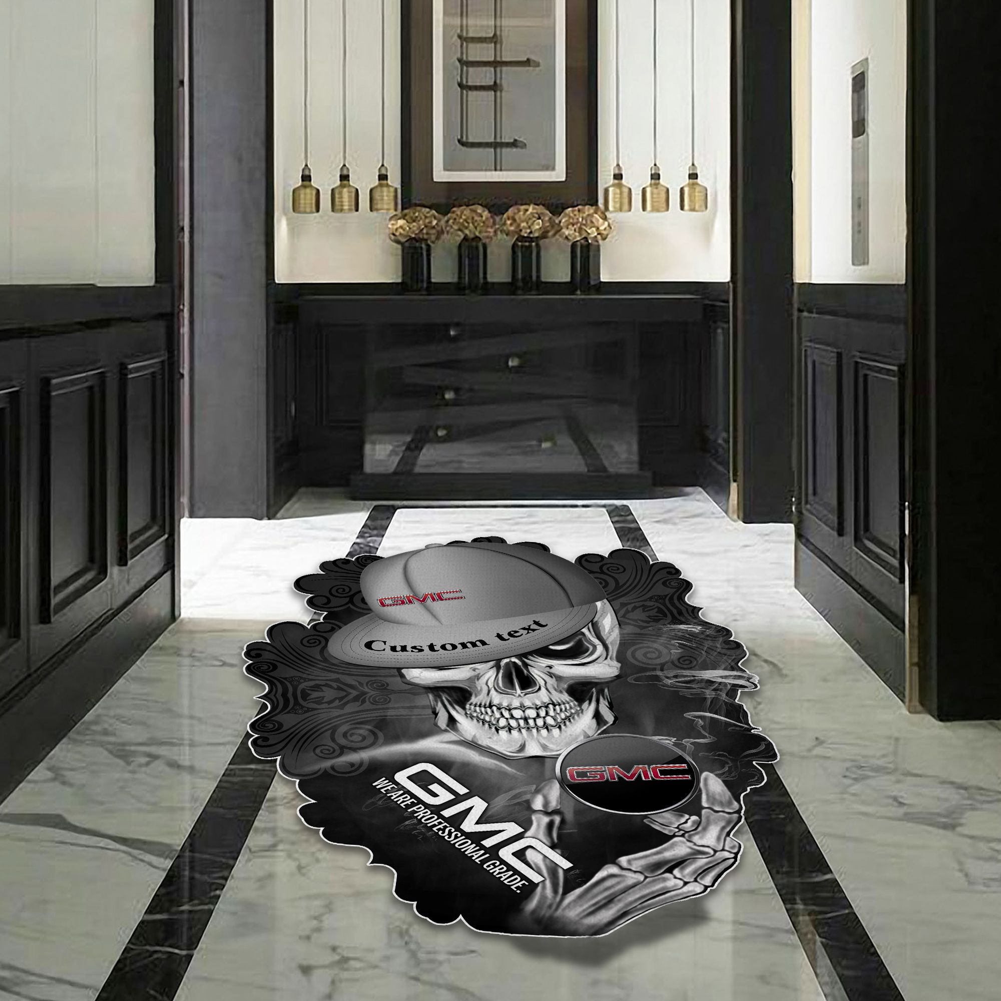 GMC Skull Shaped Luxurious Doormat, Rug Home Decor, Custom name - Famjoys GMC Skull Shaped Luxurious Doormat, Rug Home Decor, Custom name - Famjoys