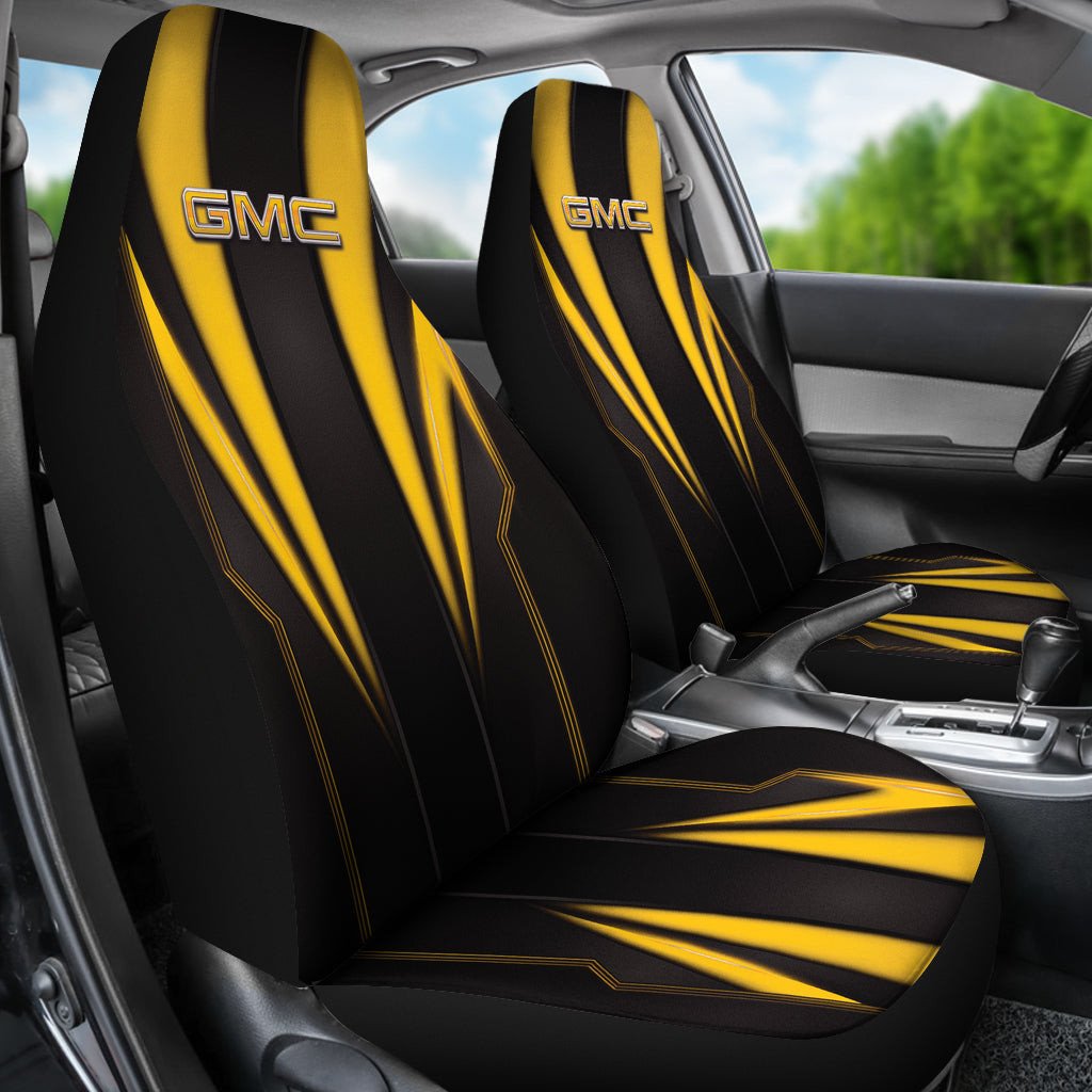 GMC Yellow Logo Car Seat Covers Metal Abstract Ph220913-013 - Famjoys GMC Yellow Logo Car Seat Covers Metal Abstract Ph220913-013 - Famjoys