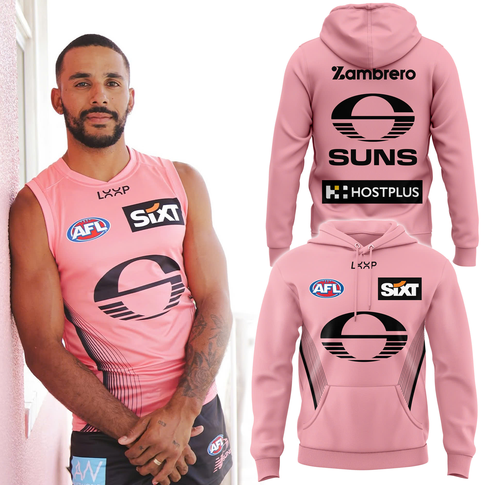 Gold Coast Suns Pink Hoodie - Famjoys Gold Coast Suns Pink Hoodie - Famjoys