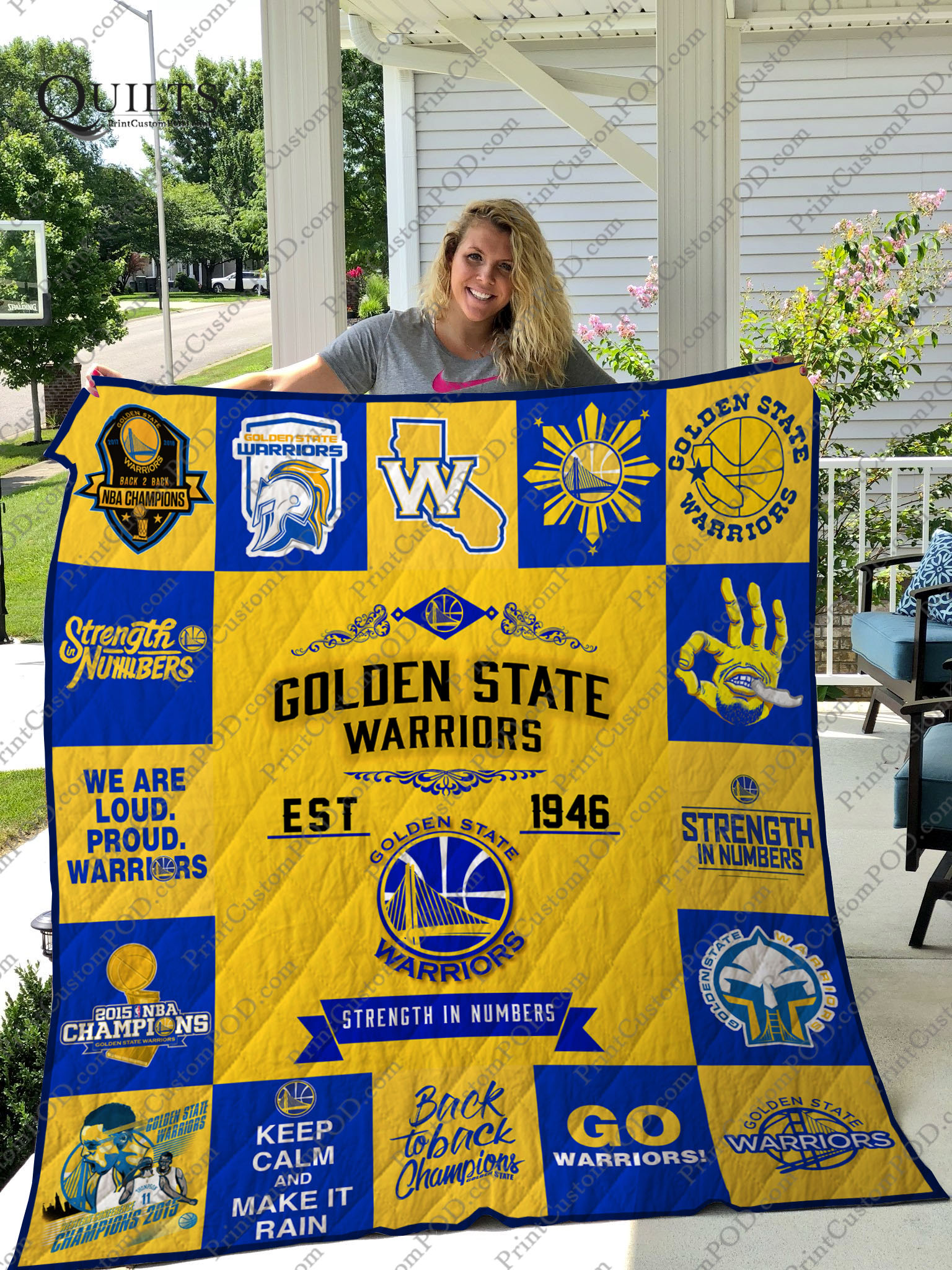 Golden State Warriors Quilt Blanket 01 - Famjoys Golden State Warriors Quilt Blanket 01 - Famjoys