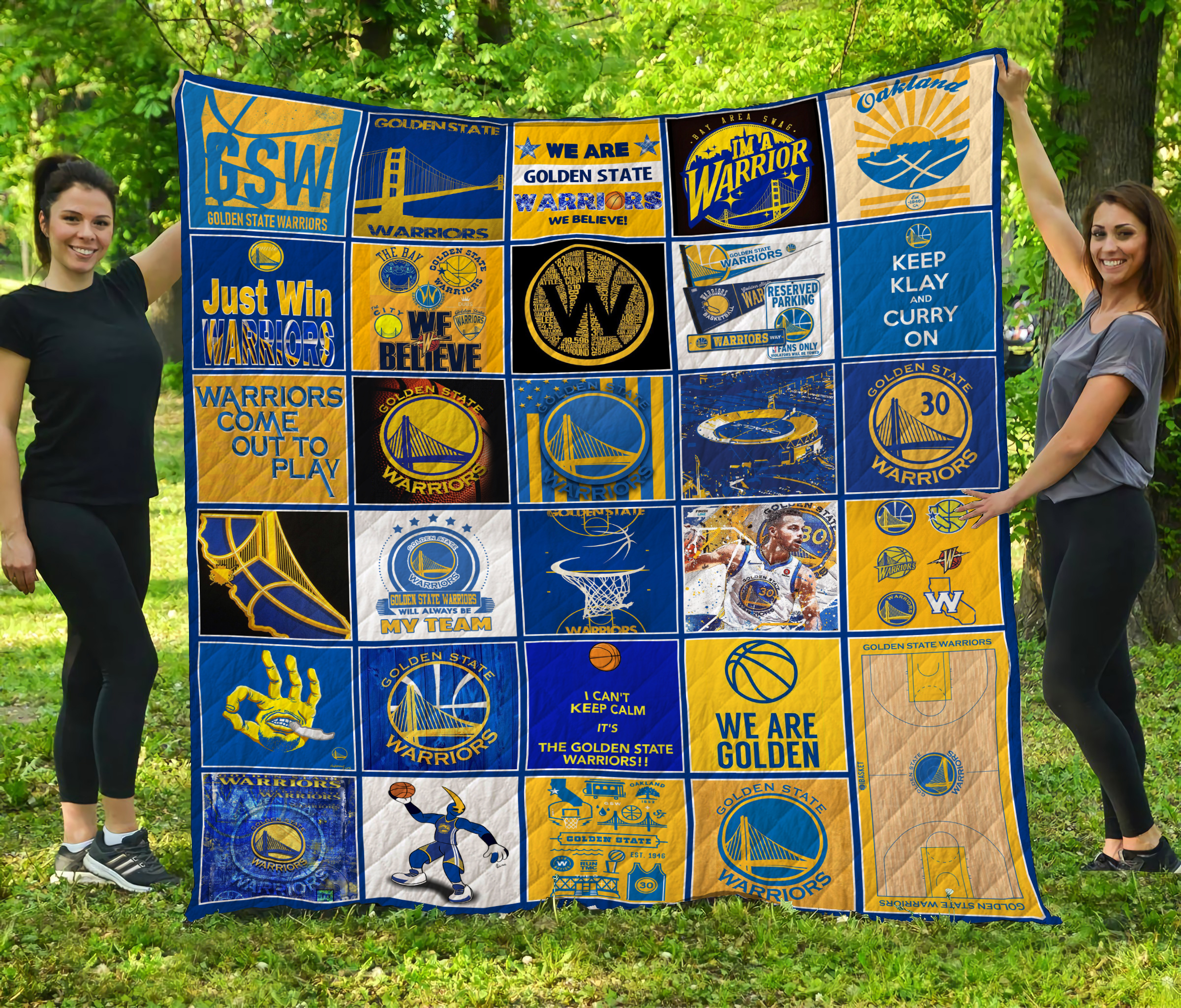 Golden State Warriors Quilt Blanket - Famjoys Golden State Warriors Quilt Blanket - Famjoys