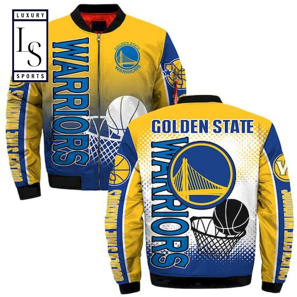 Golden State Warriors Score Bomber Jacket - Famjoys Golden State Warriors Score Bomber Jacket - Famjoys