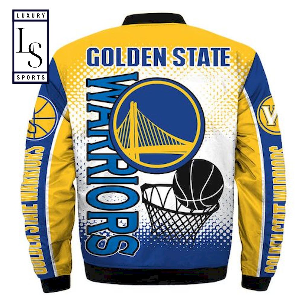 Golden State Warriors Score Bomber Jacket - Famjoys Golden State Warriors Score Bomber Jacket - Famjoys